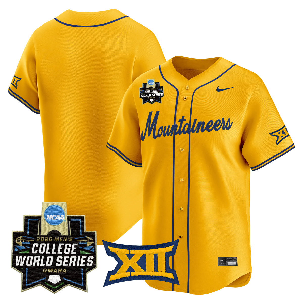 Men's West Virginia Mountaineers 2026 World Series Patch Vapor Premier Limited Jersey - All Stitched