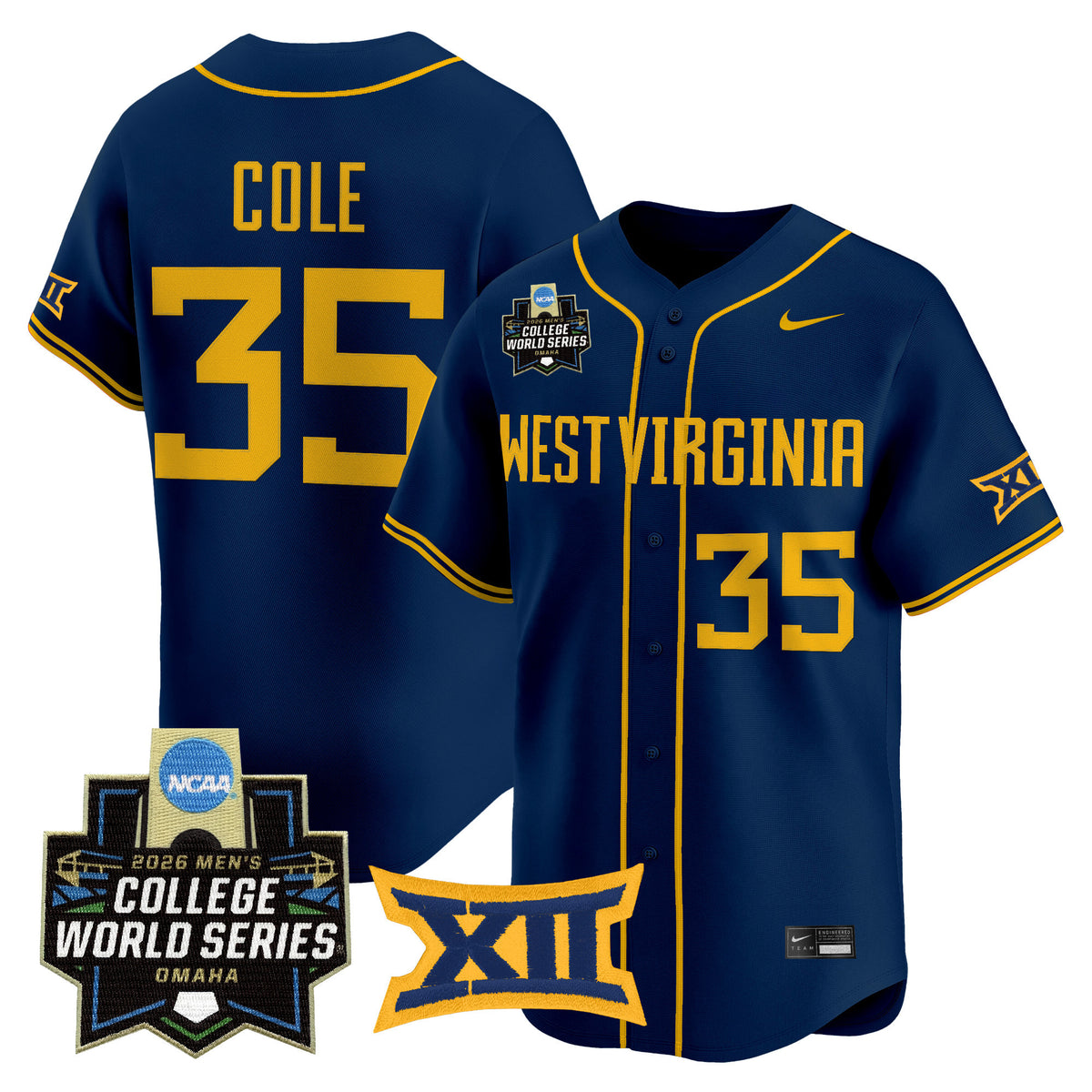 Men's West Virginia Mountaineers 2026 World Series Patch Vapor Premier Limited Jersey - All Stitched
