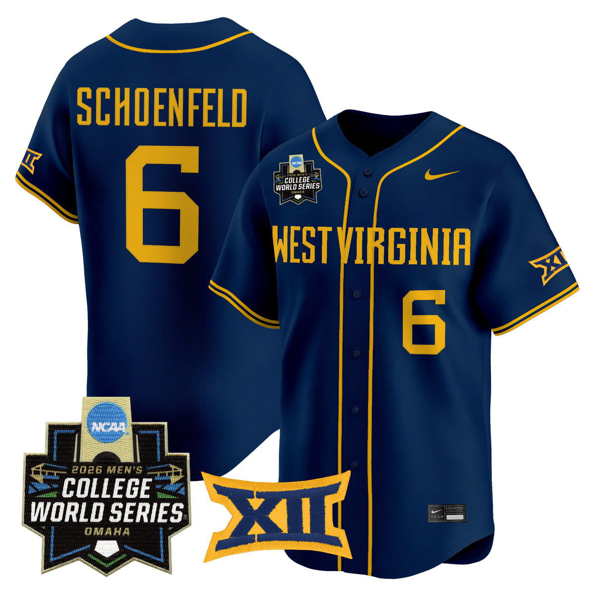 Men's West Virginia Mountaineers 2026 World Series Patch Vapor Premier Limited Jersey - All Stitched