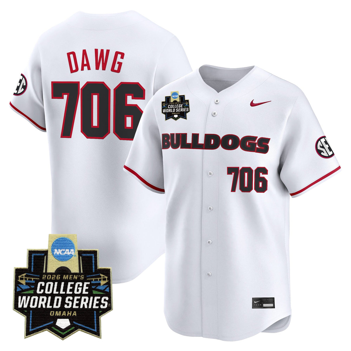 Men's Georgia Bulldogs Baseball 2026 World Series Vapor Premier Limited Jersey - All Stitched