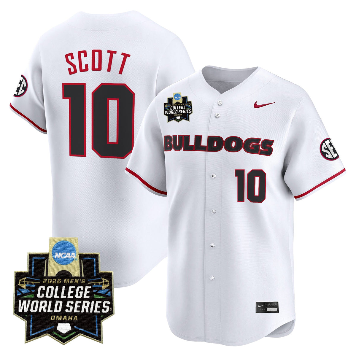 Men's Georgia Bulldogs Baseball 2026 World Series Vapor Premier Limited Jersey - All Stitched