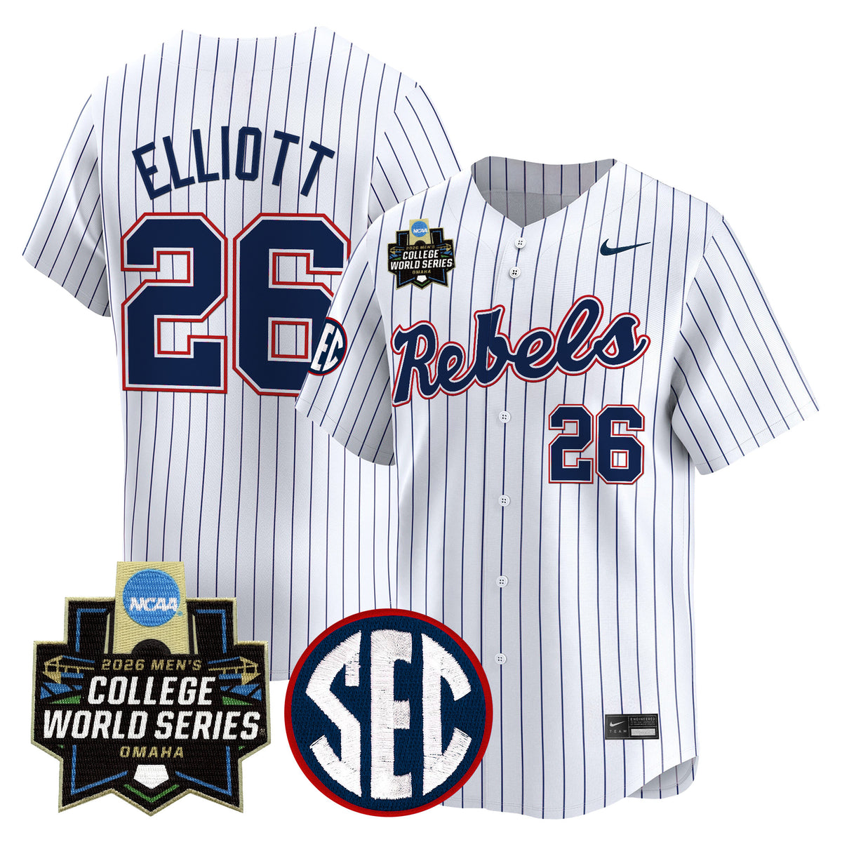 Men's Ole Miss Rebels 2026 World Series Vapor Premier Limited Jersey - All Stitched