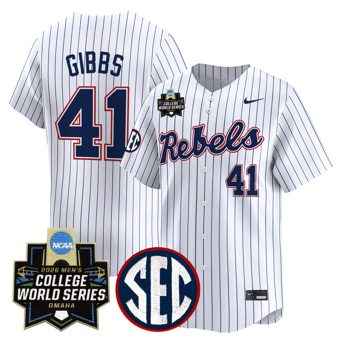 Men's Ole Miss Rebels 2026 World Series Vapor Premier Limited Jersey - All Stitched