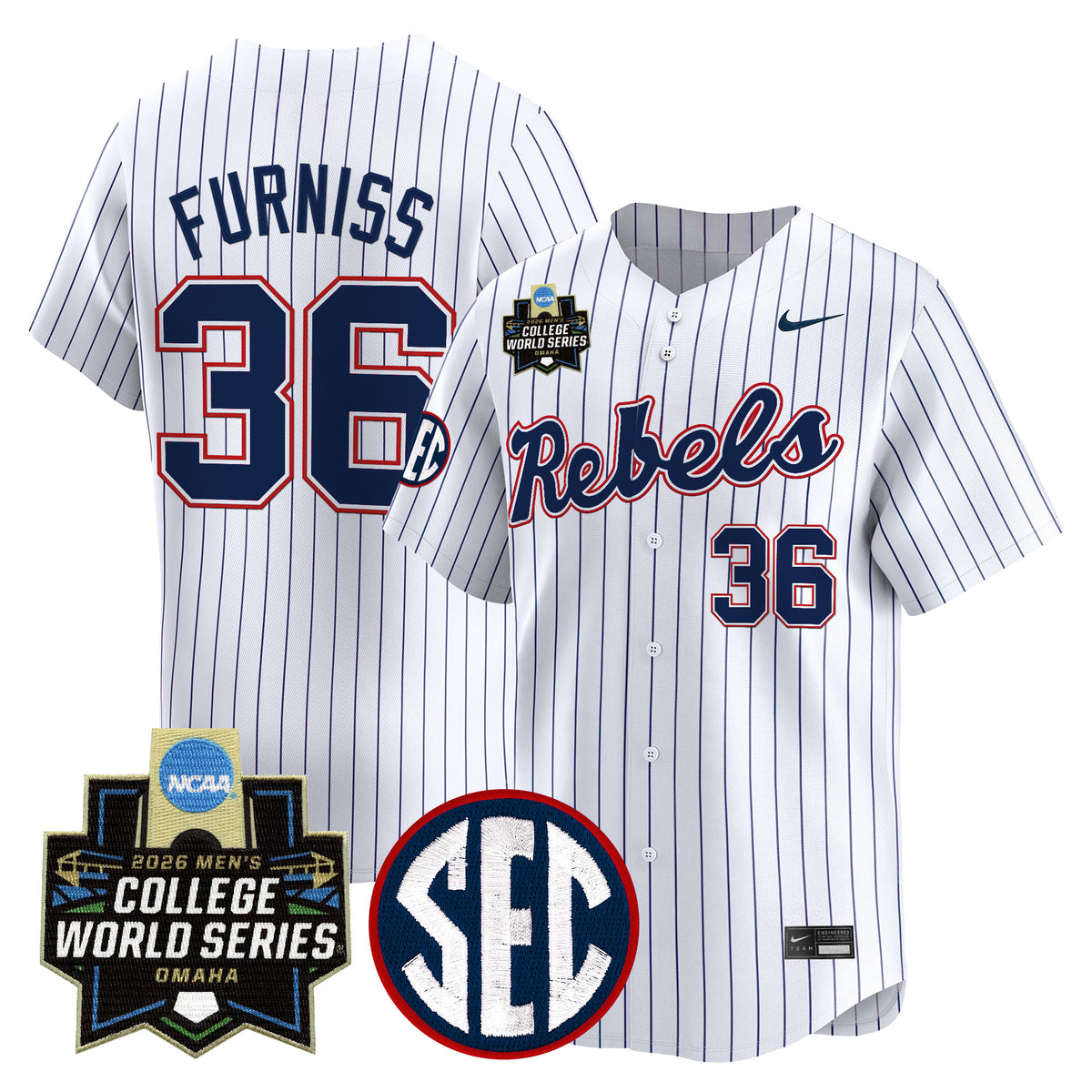 Men's Ole Miss Rebels 2026 World Series Vapor Premier Limited Jersey - All Stitched