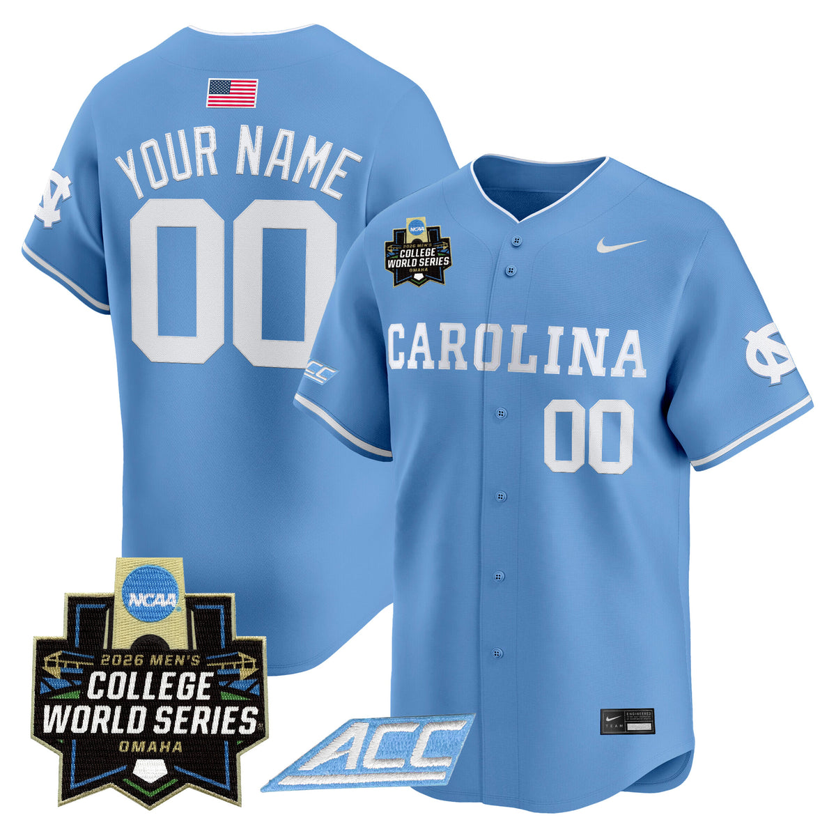 North Carolina Tar Heels 2026 World Series Vapor Premier Limited Custom Jersey - All Stitched