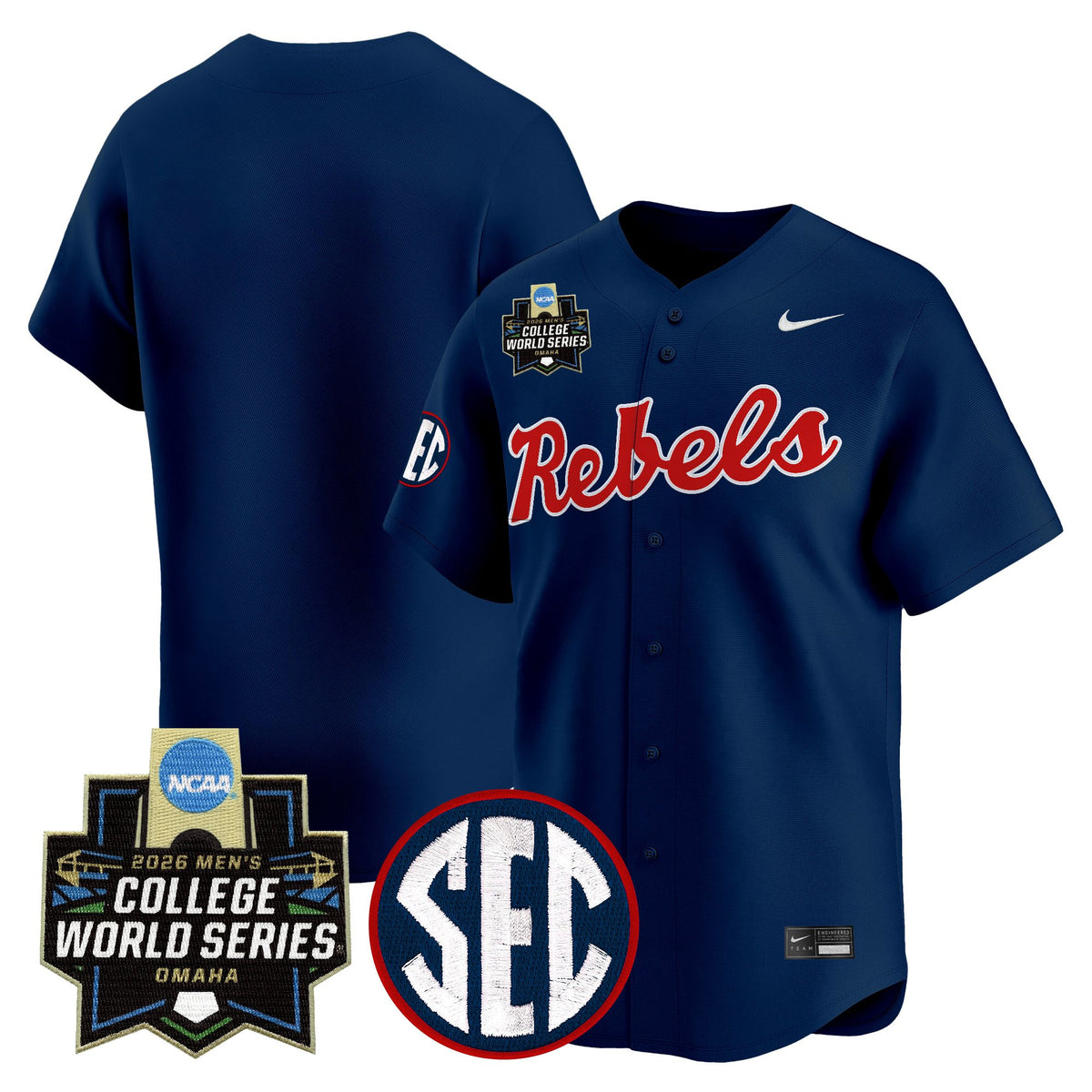 Men's Ole Miss Rebels 2026 World Series Vapor Premier Limited Jersey - All Stitched