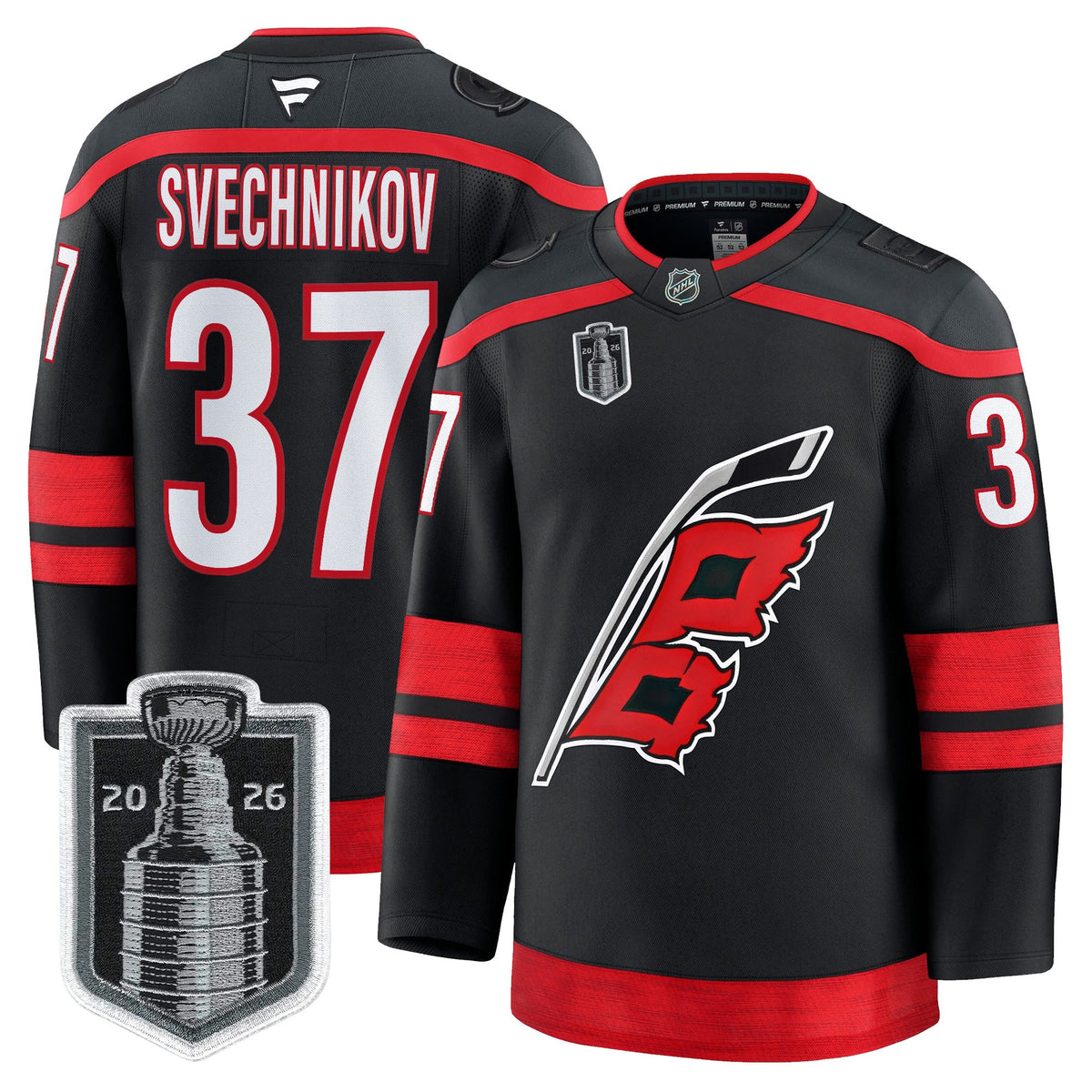 Men's Carolina Hurricanes 2026 Stanley Cup Patch Premium Jersey - All Stitched