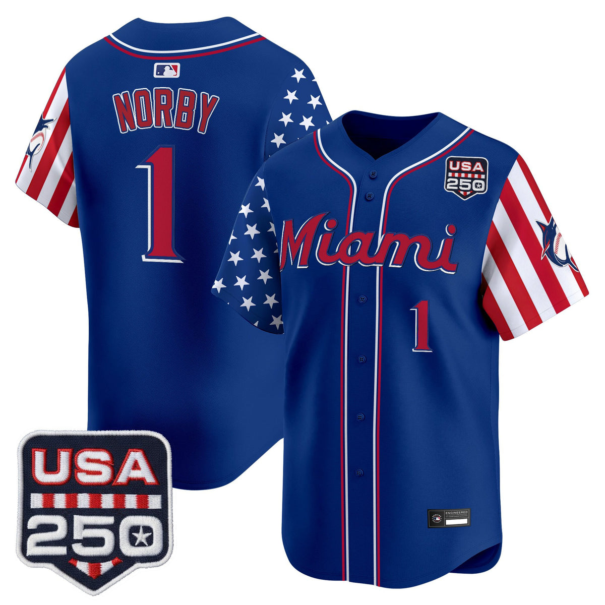 Men's Miami Marlins "America 250 Edition" Vapor Premier Limited Jersey - All Stitched