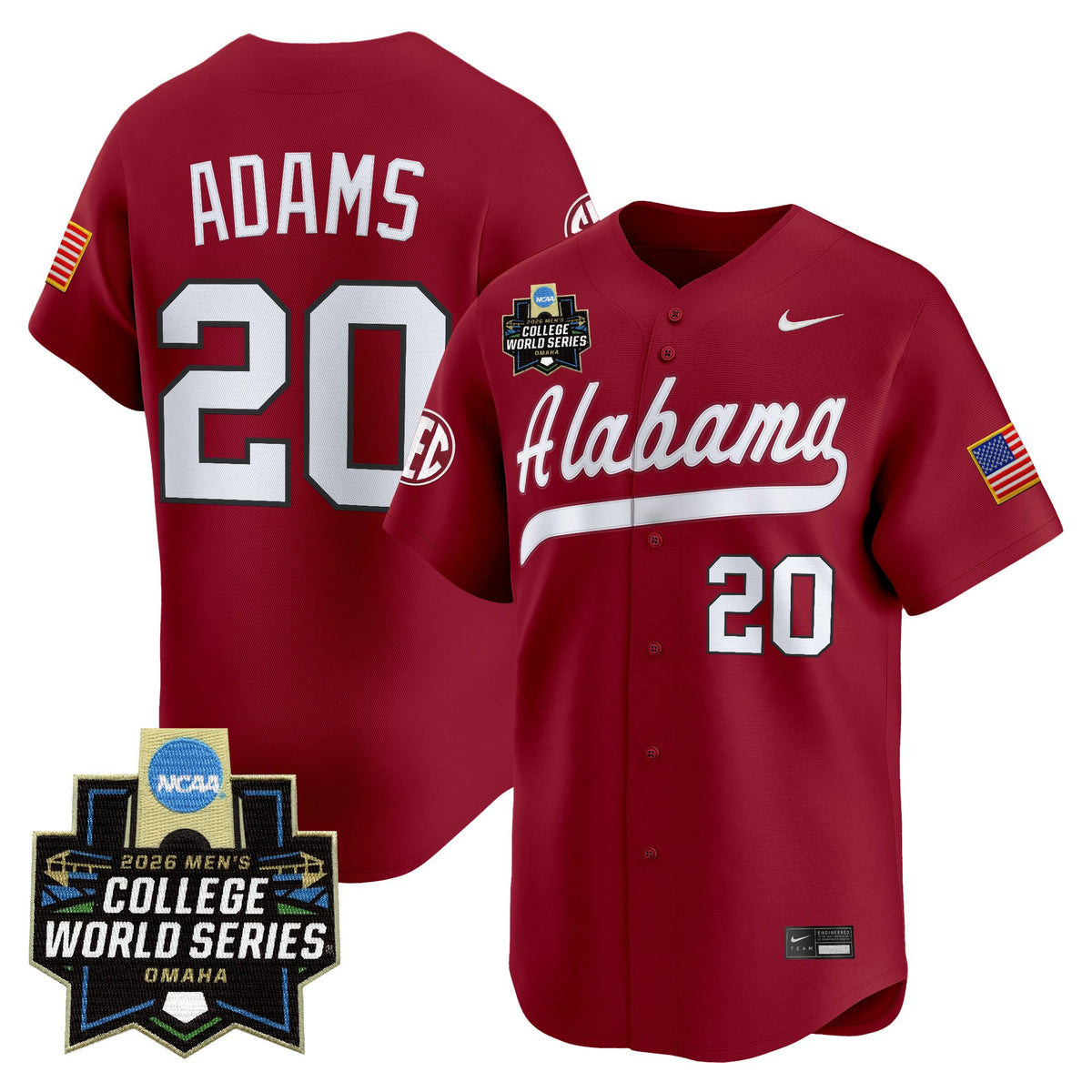 Men's Alabama Crimson Tide 2026 World Series Vapor Premier Limited Jersey V2 - All Stitched