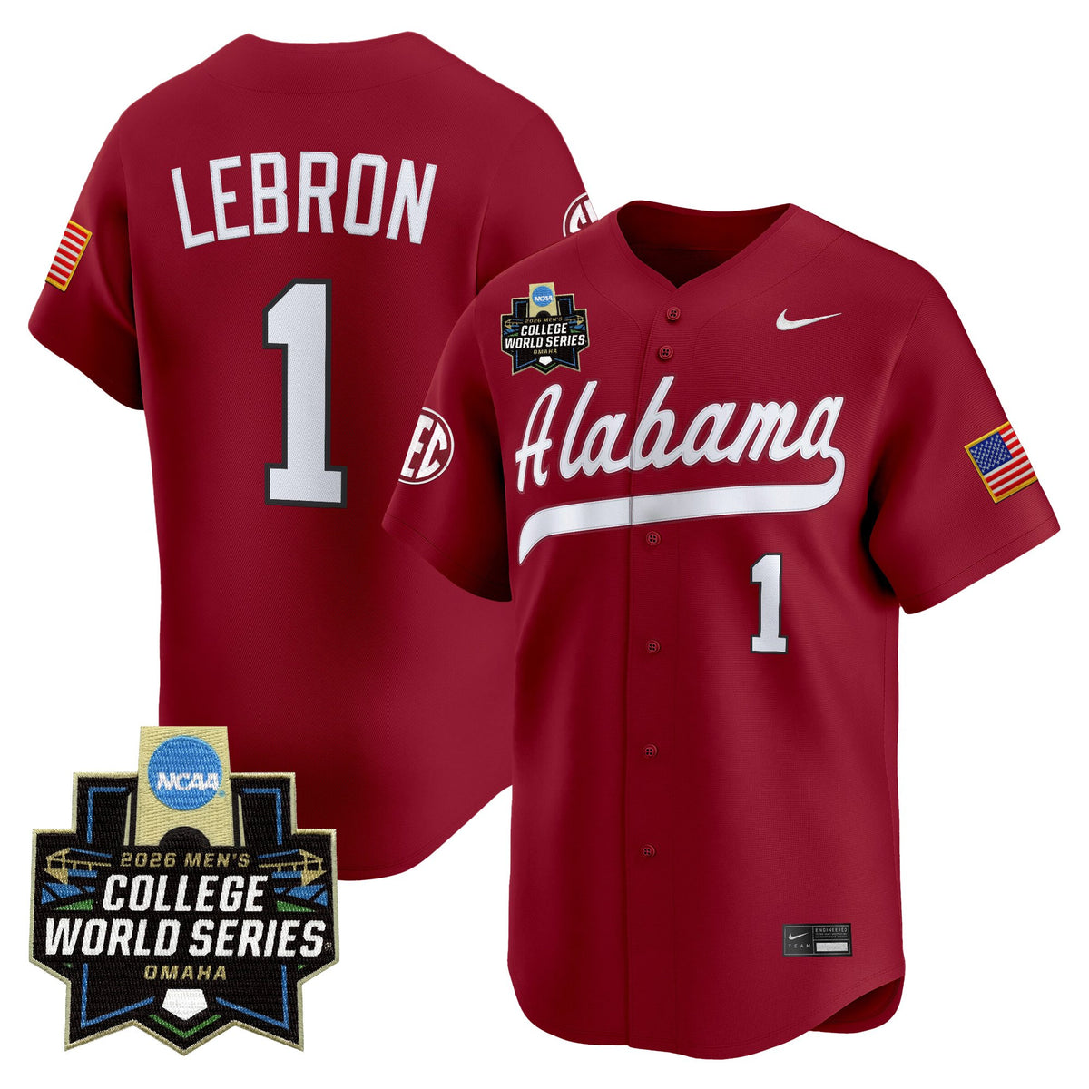 Men's Alabama Crimson Tide 2026 World Series Vapor Premier Limited Jersey V2 - All Stitched