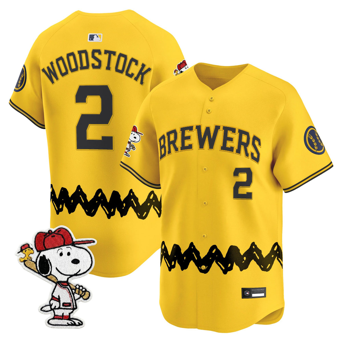 Men's Milwaukee Brewers x Peanuts Vapor Premier Limited Jersey - Stitched