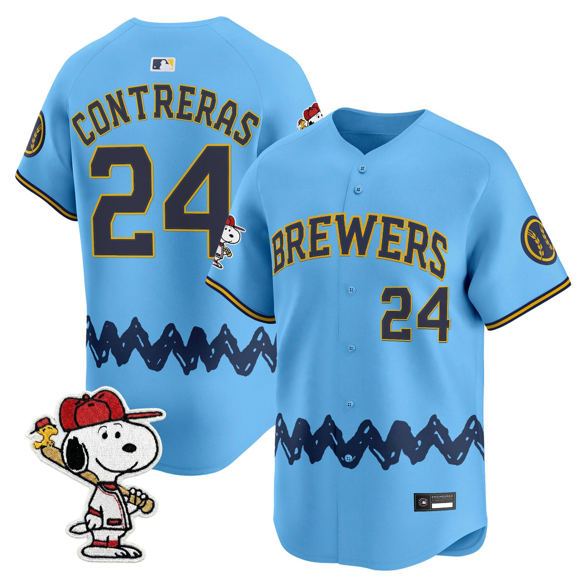 Men's Milwaukee Brewers x Peanuts Vapor Premier Limited Jersey - Stitched