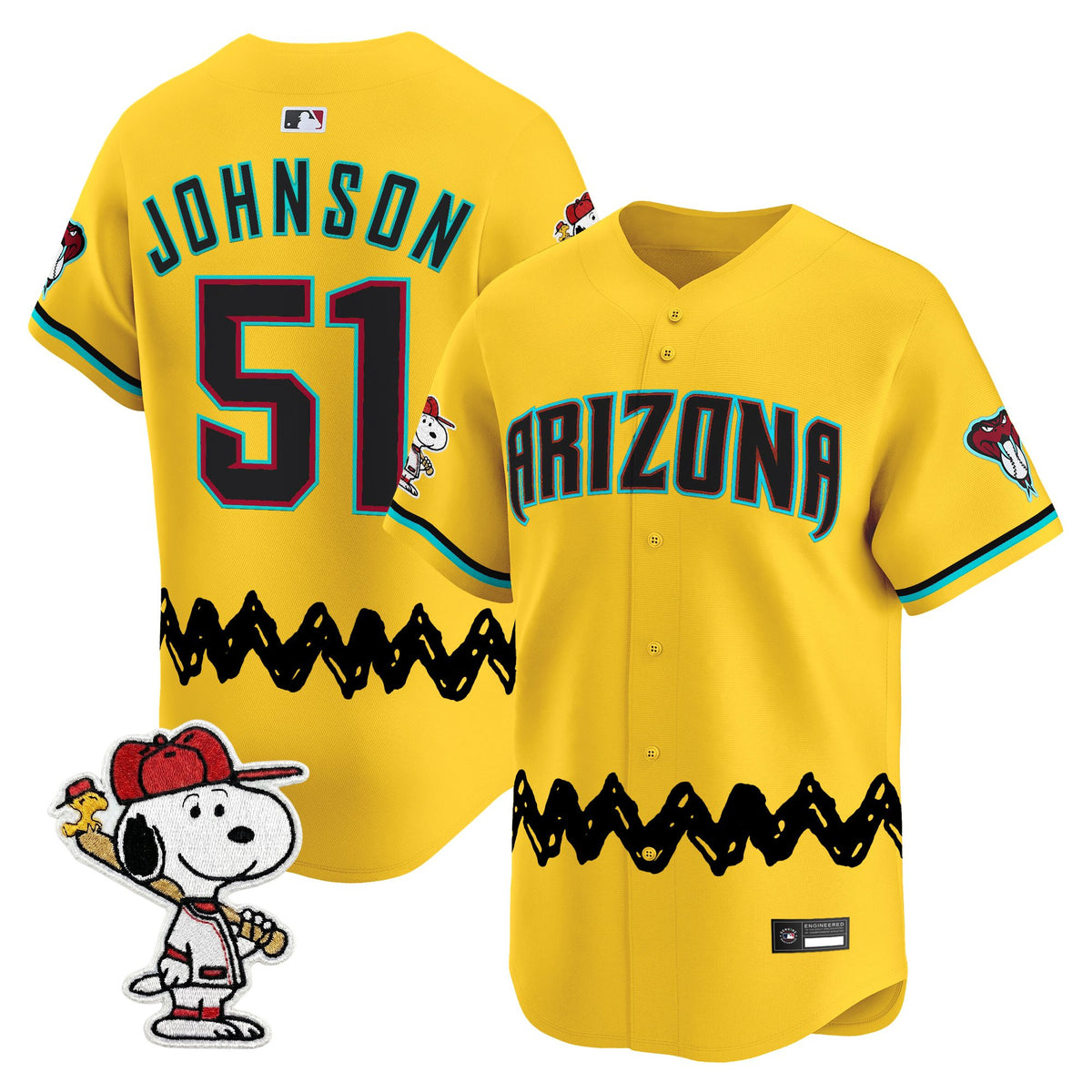 Men's Diamondbacks x Peanuts Vapor Premier Limited Jersey - Stitched