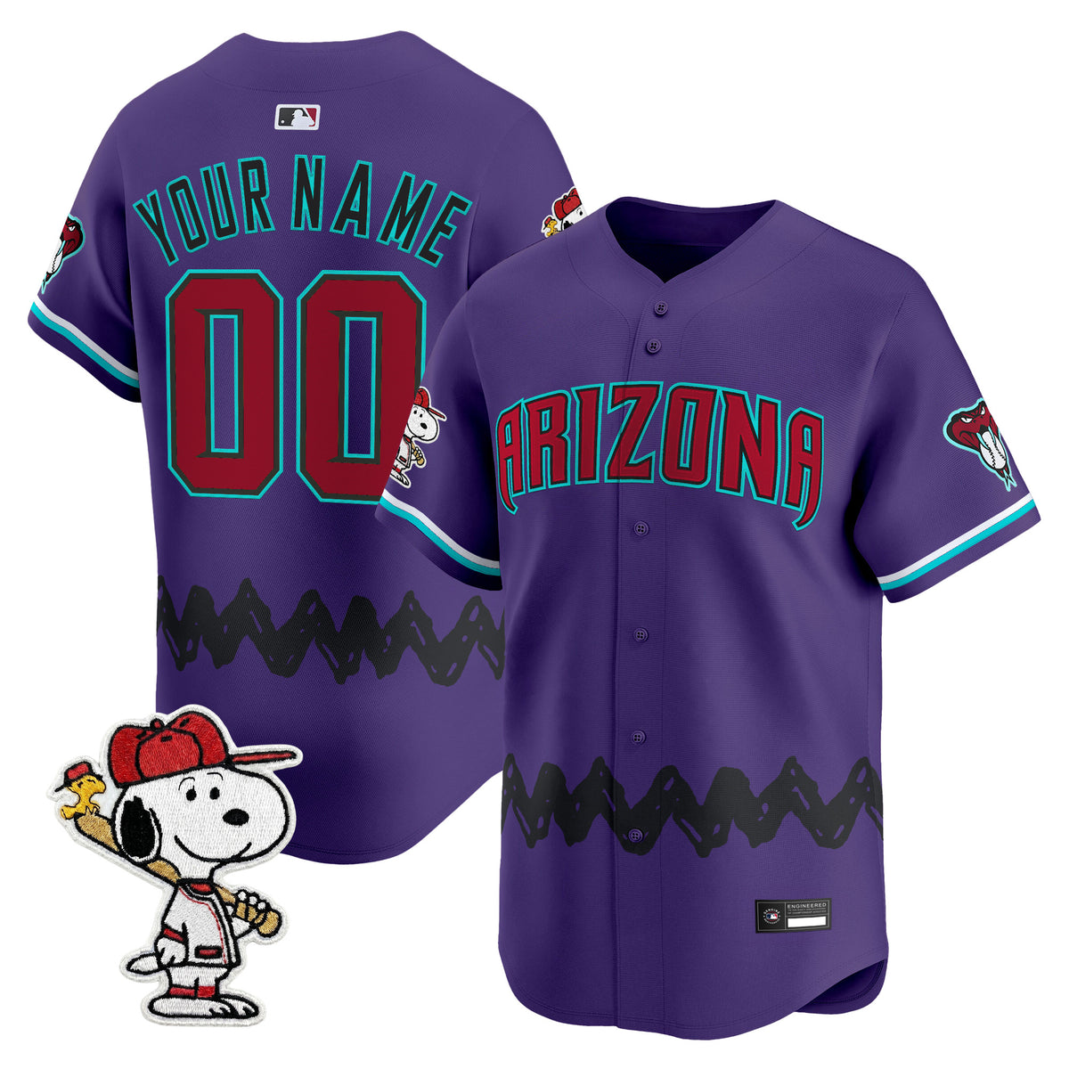 Diamondbacks x Peanuts Vapor Premier Limited Custom Jersey - Stitched