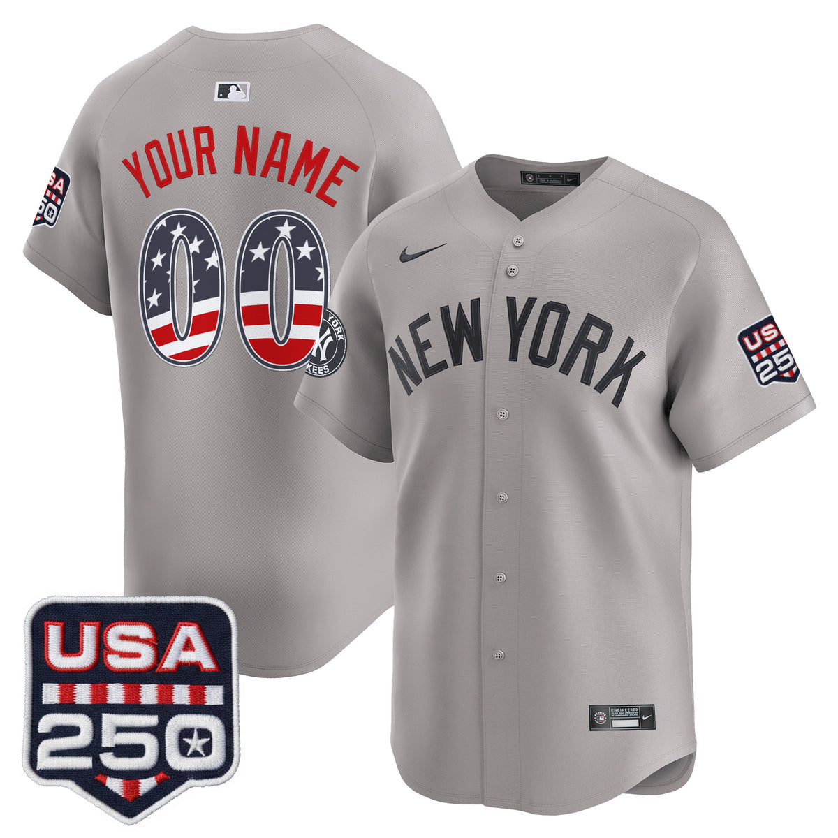 New York Yankees USA 250 Fourth of July Vapor Premier Limited Custom Jersey - All Stitched