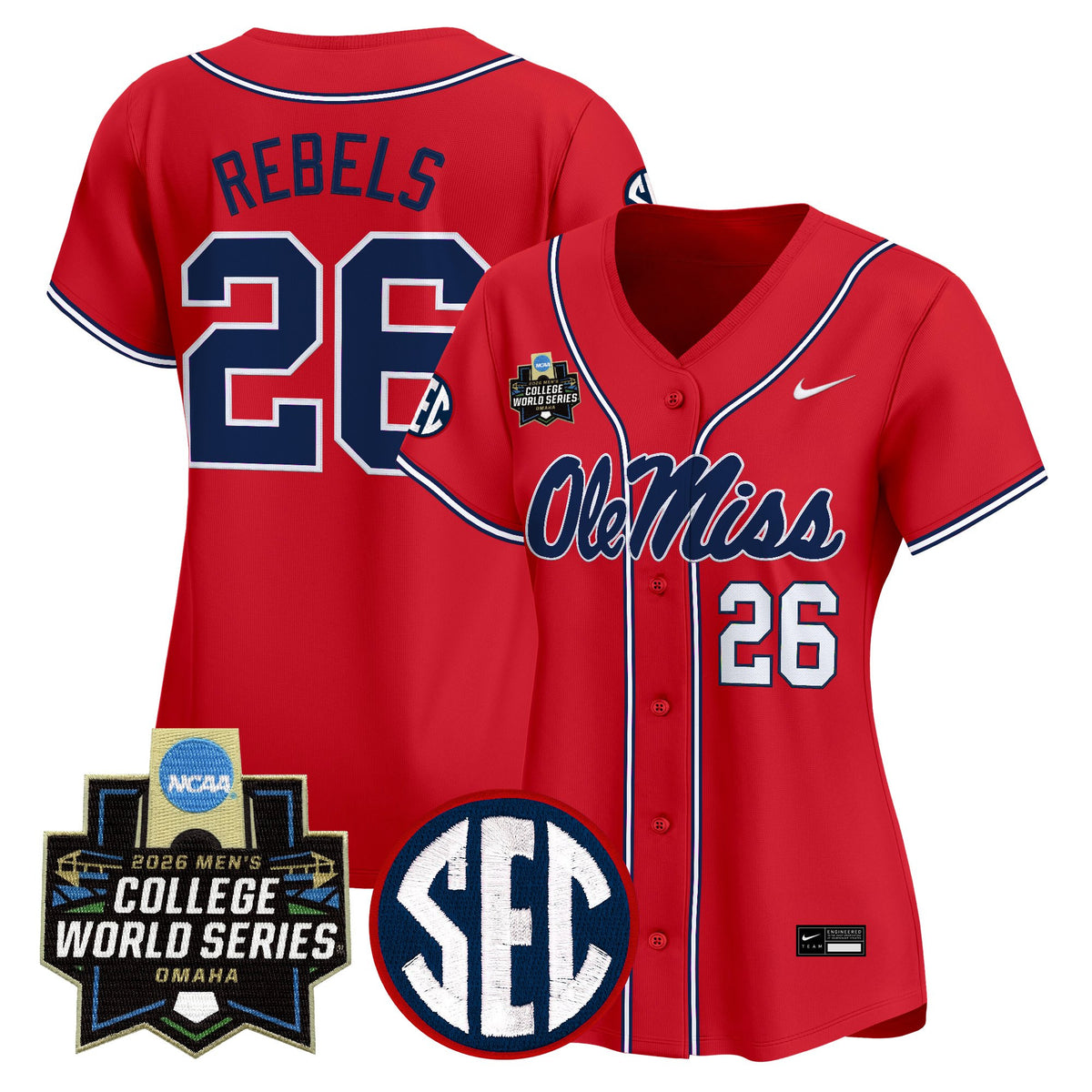 Women's Ole Miss Rebels 2026 World Series Vapor Premier Limited Jersey - All Stitched