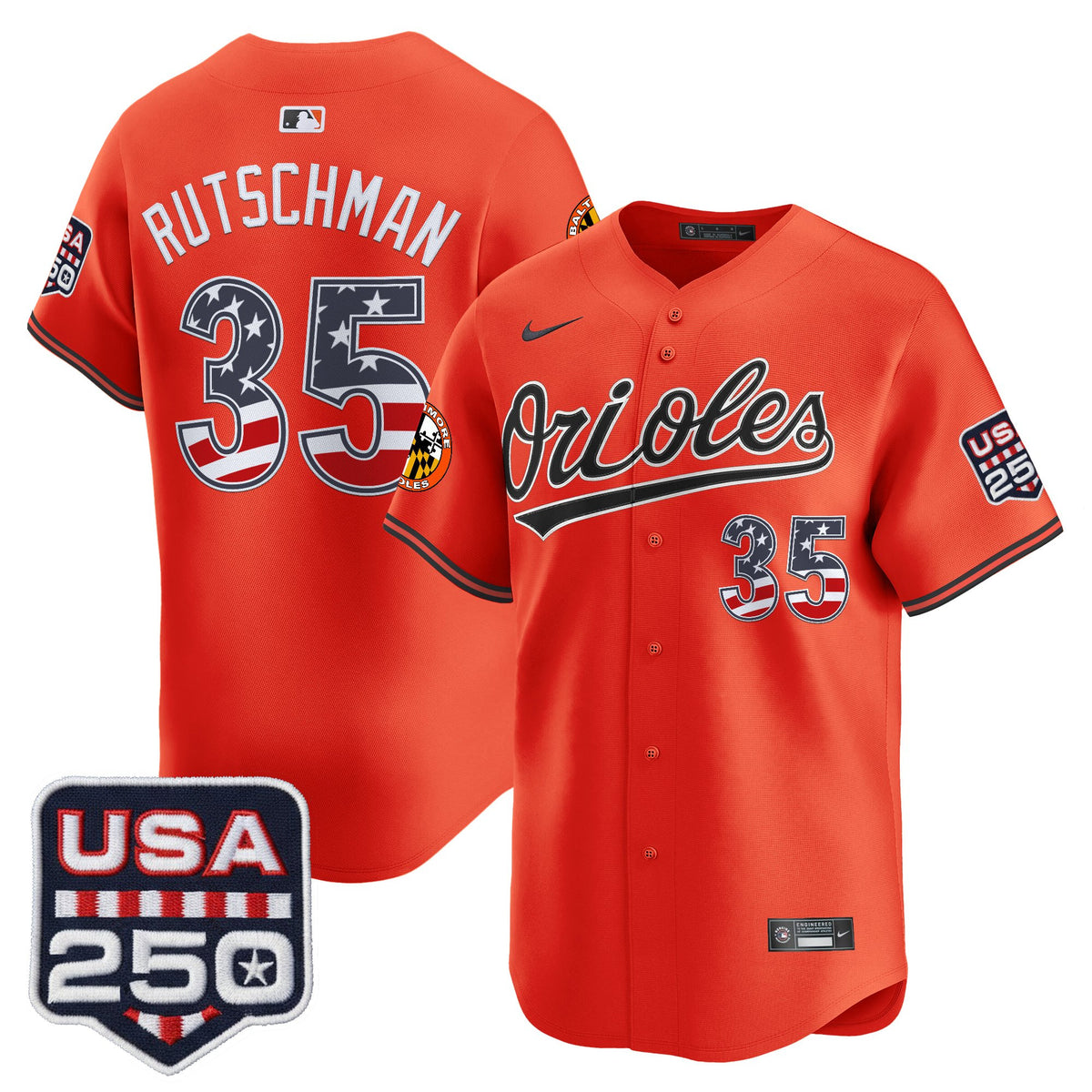 Men's Baltimore Orioles USA 250 Fourth of July Vapor Premier Limited Jersey - All Stitched