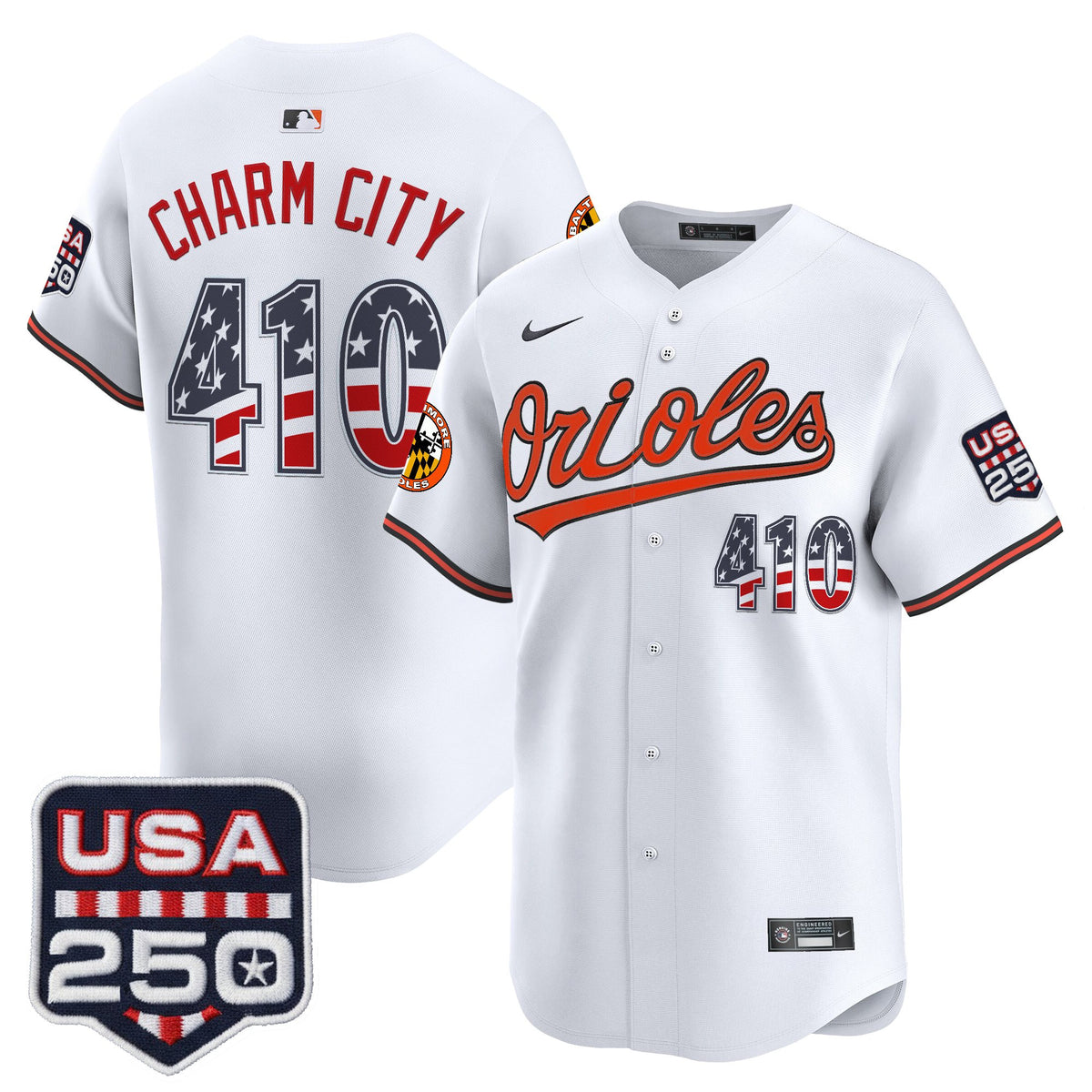 Men's Baltimore Orioles USA 250 Fourth of July Vapor Premier Limited Jersey - All Stitched