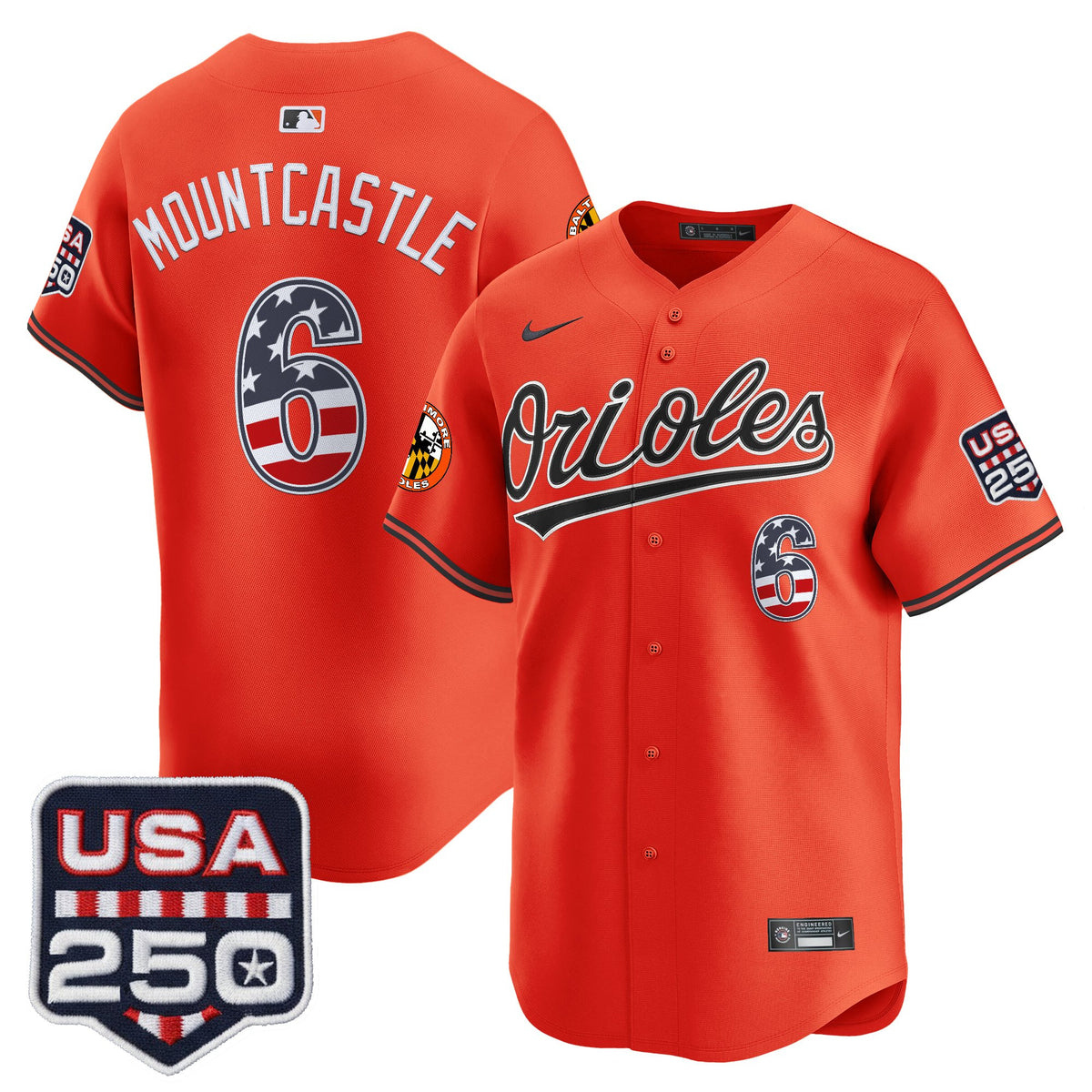 Men's Baltimore Orioles USA 250 Fourth of July Vapor Premier Limited Jersey - All Stitched
