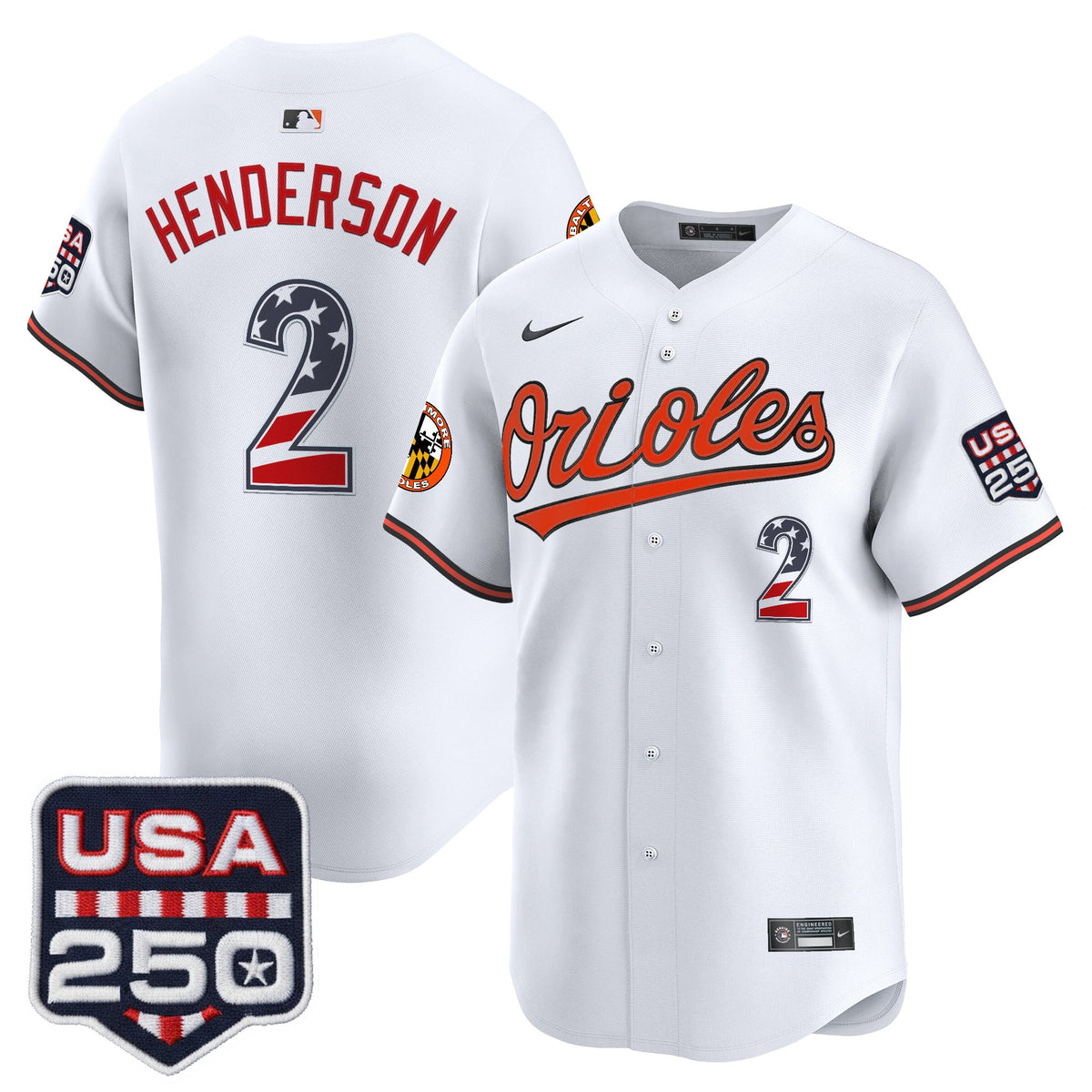 Men's Baltimore Orioles USA 250 Fourth of July Vapor Premier Limited Jersey - All Stitched