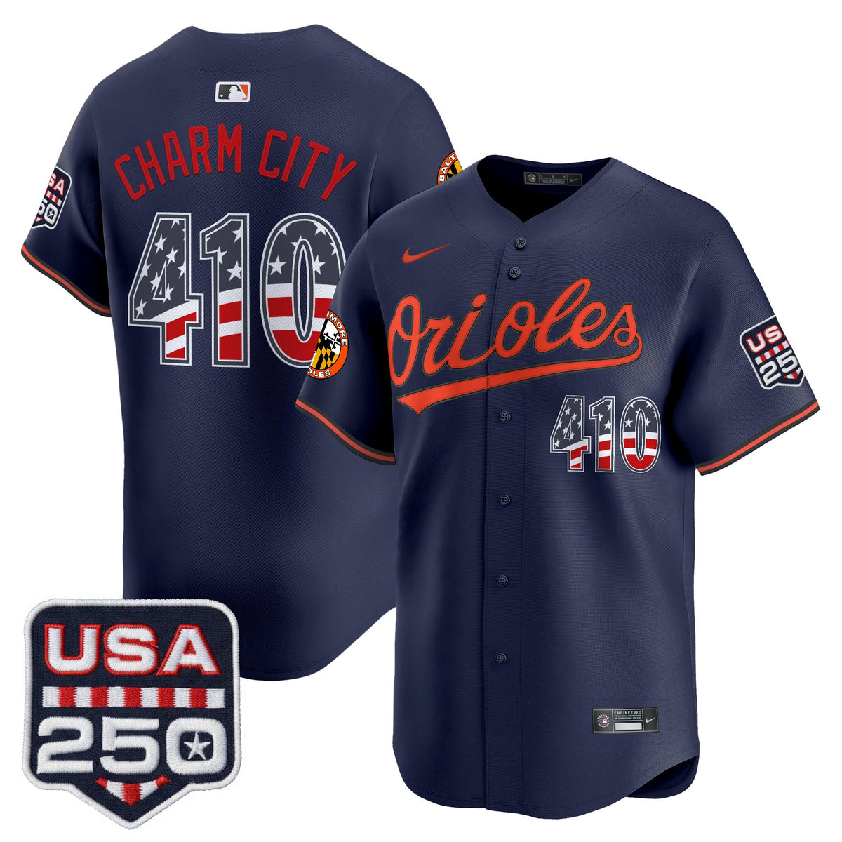 Men's Baltimore Orioles USA 250 Fourth of July Vapor Premier Limited Jersey - All Stitched