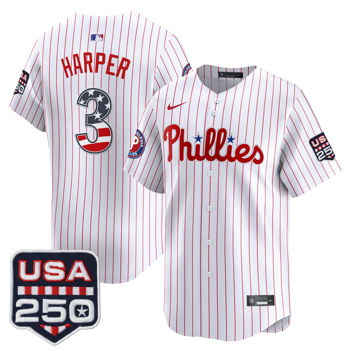 Men's Philadelphia Phillies USA 250 Fourth of July Vapor Premier Limited Jersey - All Stitched