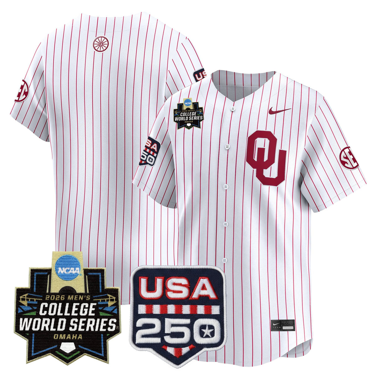 Men's Oklahoma Sooners 2026 World Series Vapor Premier Limited Jersey - 250 America Patch - All Stitched