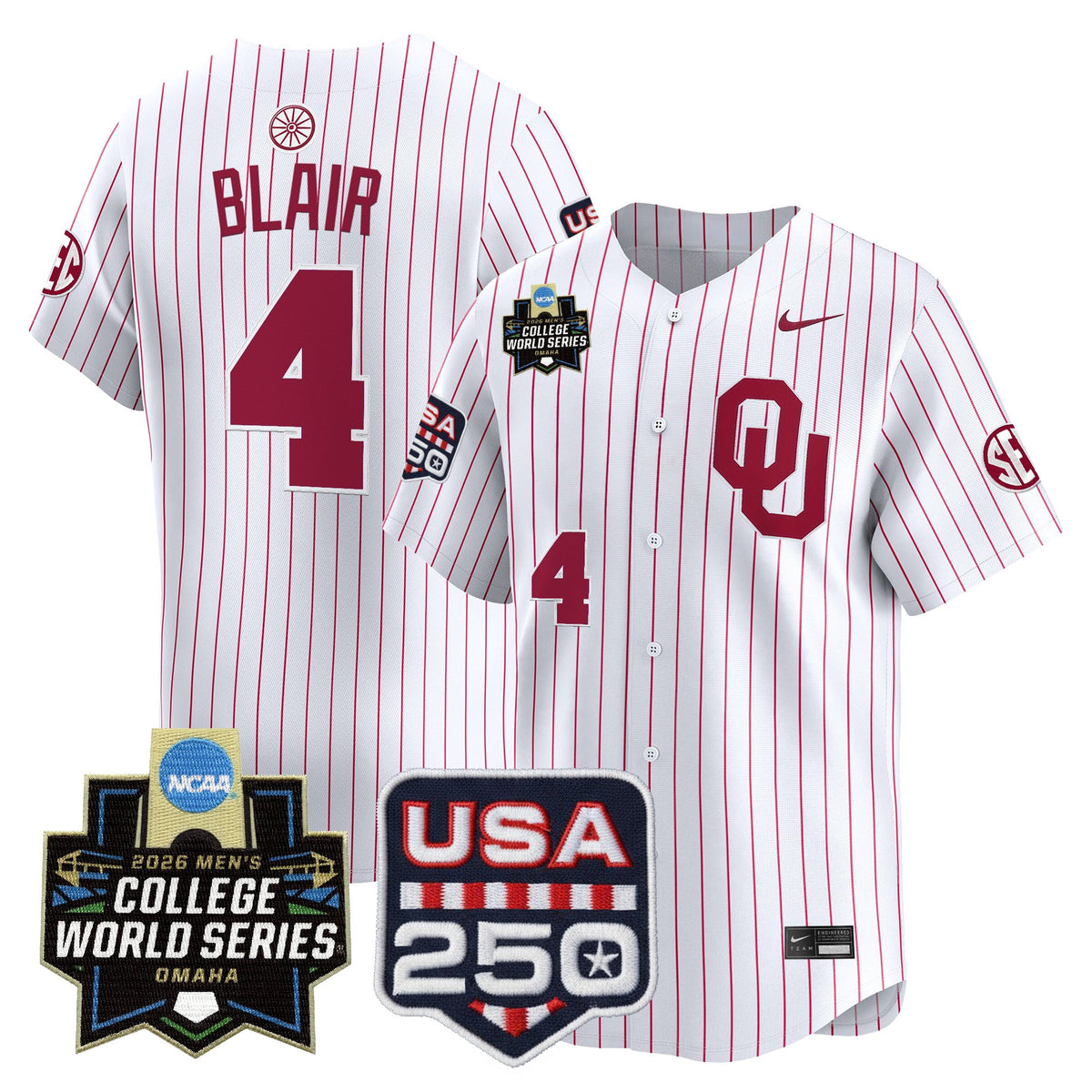 Men's Oklahoma Sooners 2026 World Series Vapor Premier Limited Jersey - 250 America Patch - All Stitched