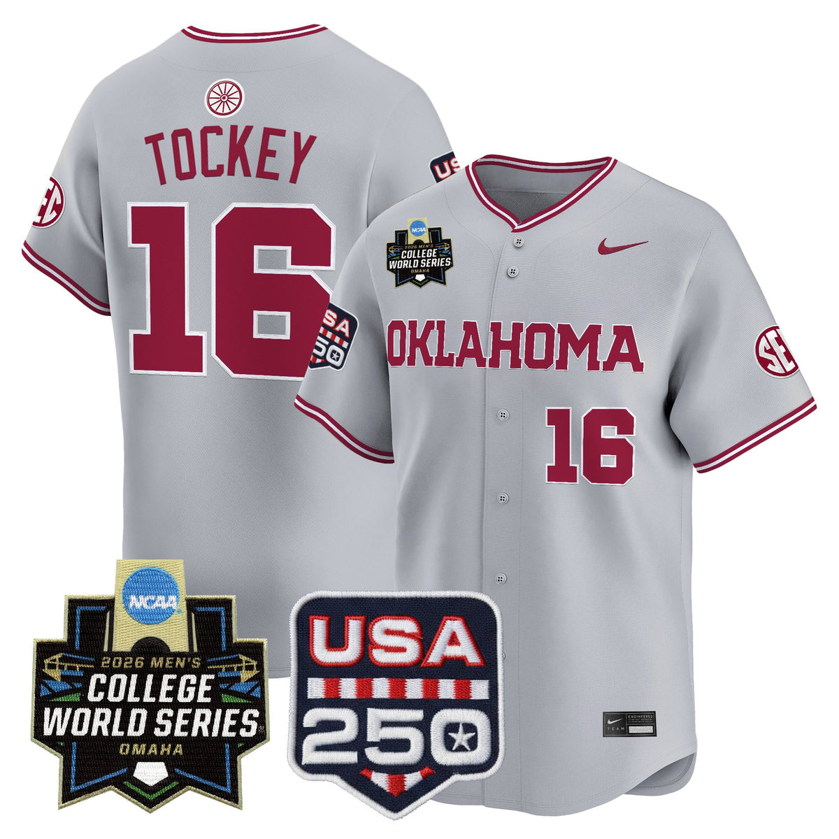 Men's Oklahoma Sooners 2026 World Series Vapor Premier Limited Jersey - 250 America Patch - All Stitched