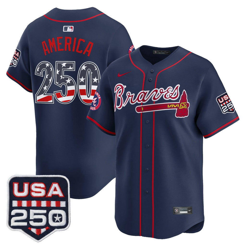 Men's Atlanta Braves USA 250 Fourth of July Vapor Premier Limited Jersey - All Stitched