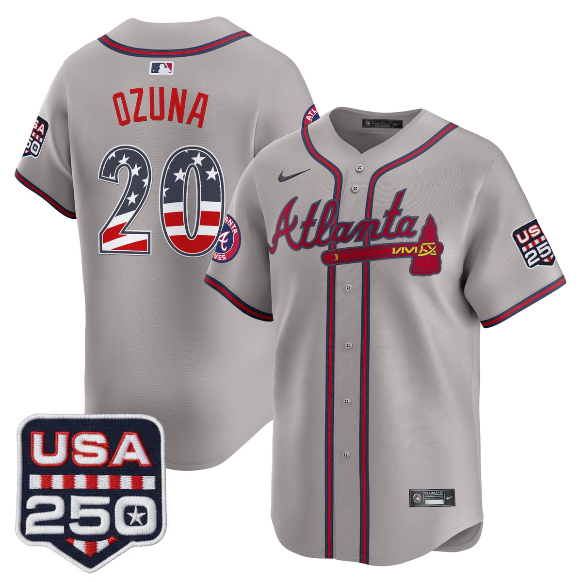 Men's Atlanta Braves USA 250 Fourth of July Vapor Premier Limited Jersey - All Stitched