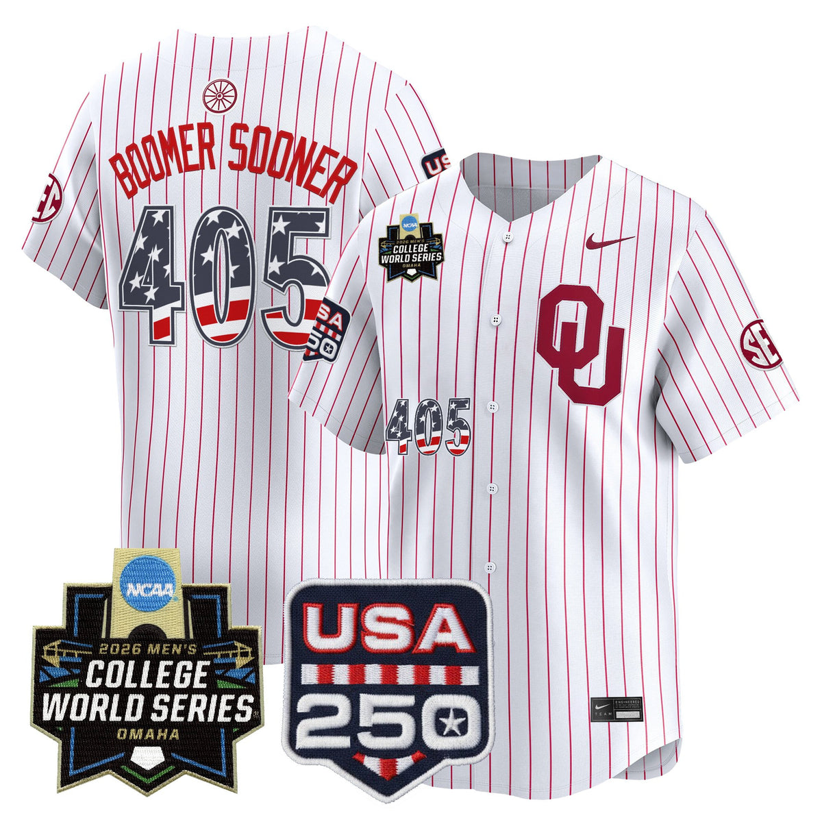 Men's Oklahoma Sooners USA 250 Fourth of July Vapor Premier Limited Jersey - 2026 World Series Patch - All Stitched