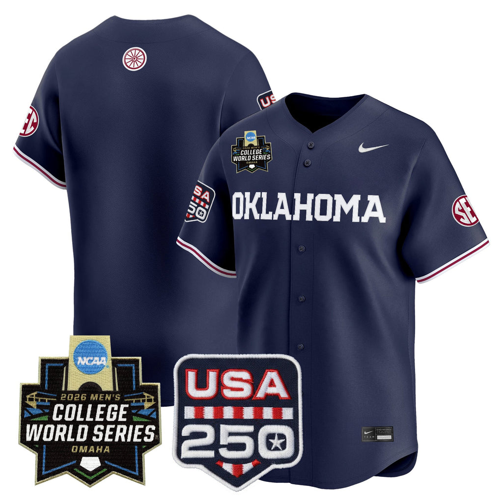 Men's Oklahoma Sooners USA 250 Fourth of July Vapor Premier Limited Jersey - 2026 World Series Patch - All Stitched