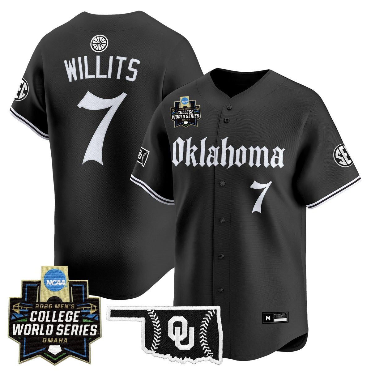 Men's Oklahoma Sooners 2026 World Series Vapor Premier Limited Jersey - Gothic Edition - All Stitched