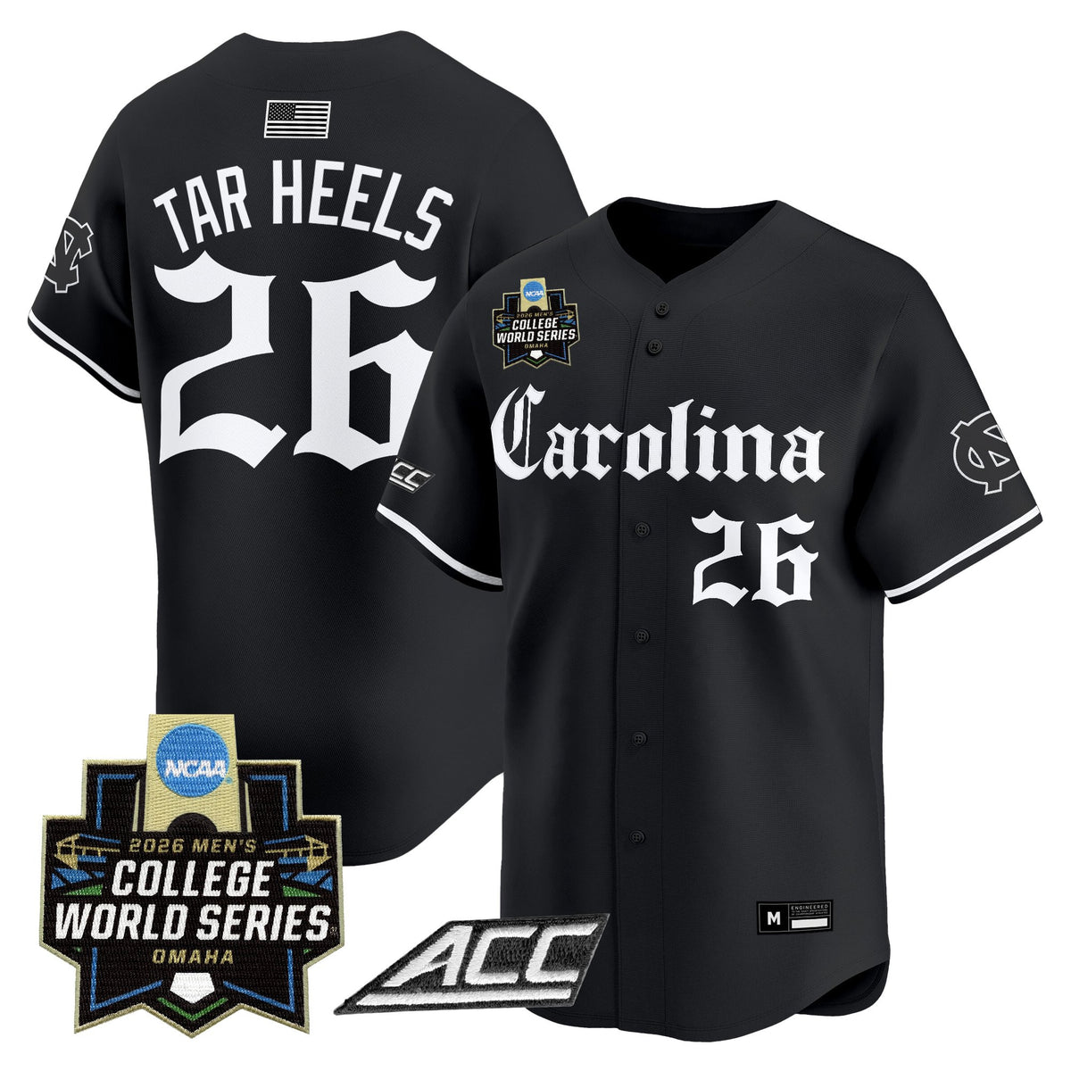 Men's North Carolina Tar Heels 2026 World Series Vapor Premier Limited Jersey - Gothic Edition - All Stitched