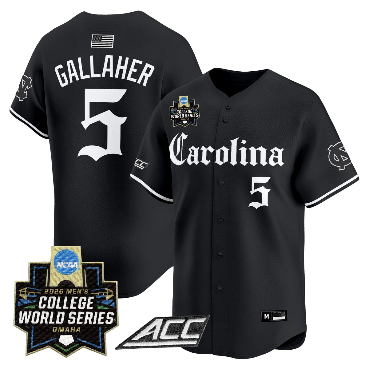 Men's North Carolina Tar Heels 2026 World Series Vapor Premier Limited Jersey - Gothic Edition - All Stitched