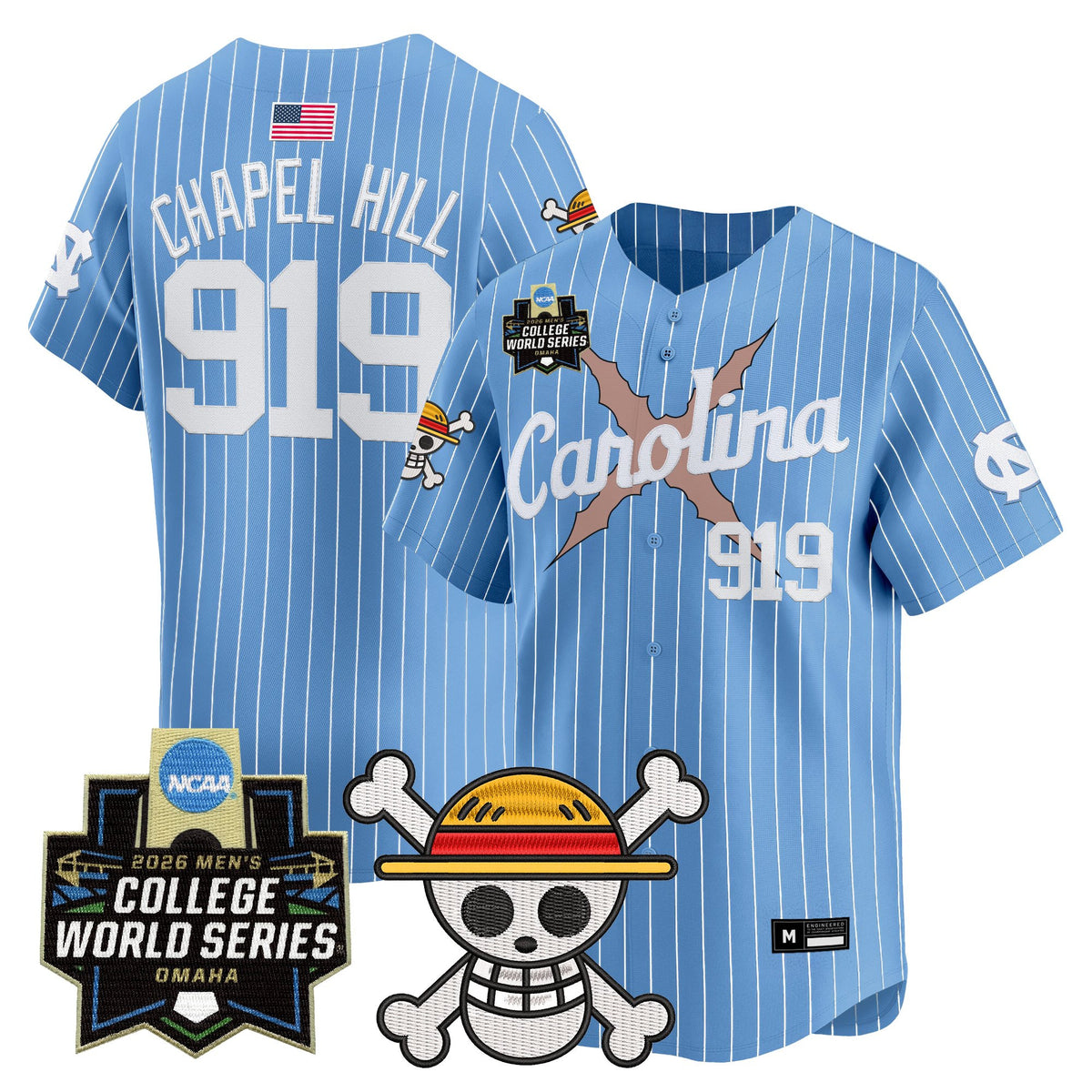 Men's North Carolina Tar Heels 2026 World Series x One Piece Vapor Premier Limited Jersey - All Stitched