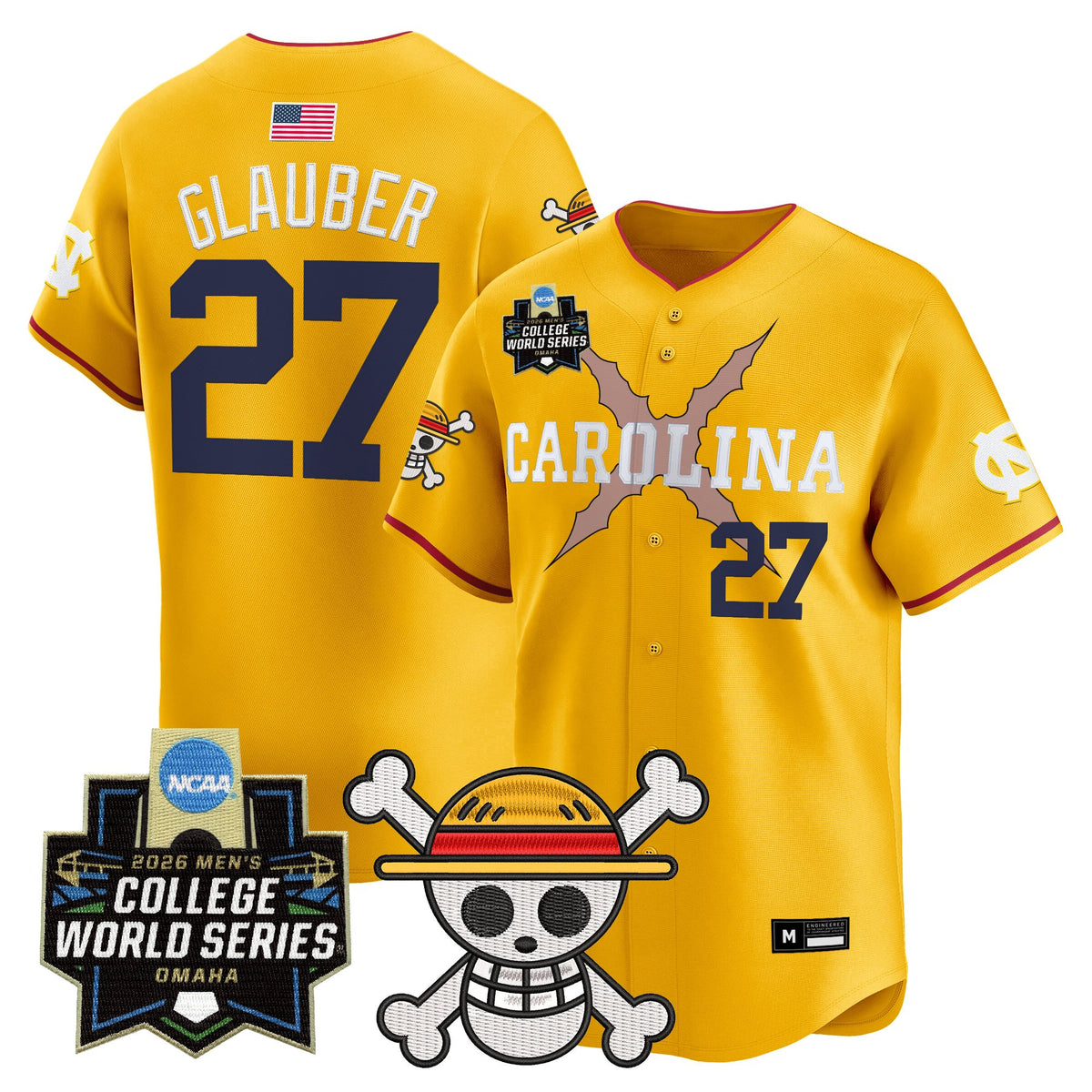 Men's North Carolina Tar Heels 2026 World Series x One Piece Vapor Premier Limited Jersey - All Stitched