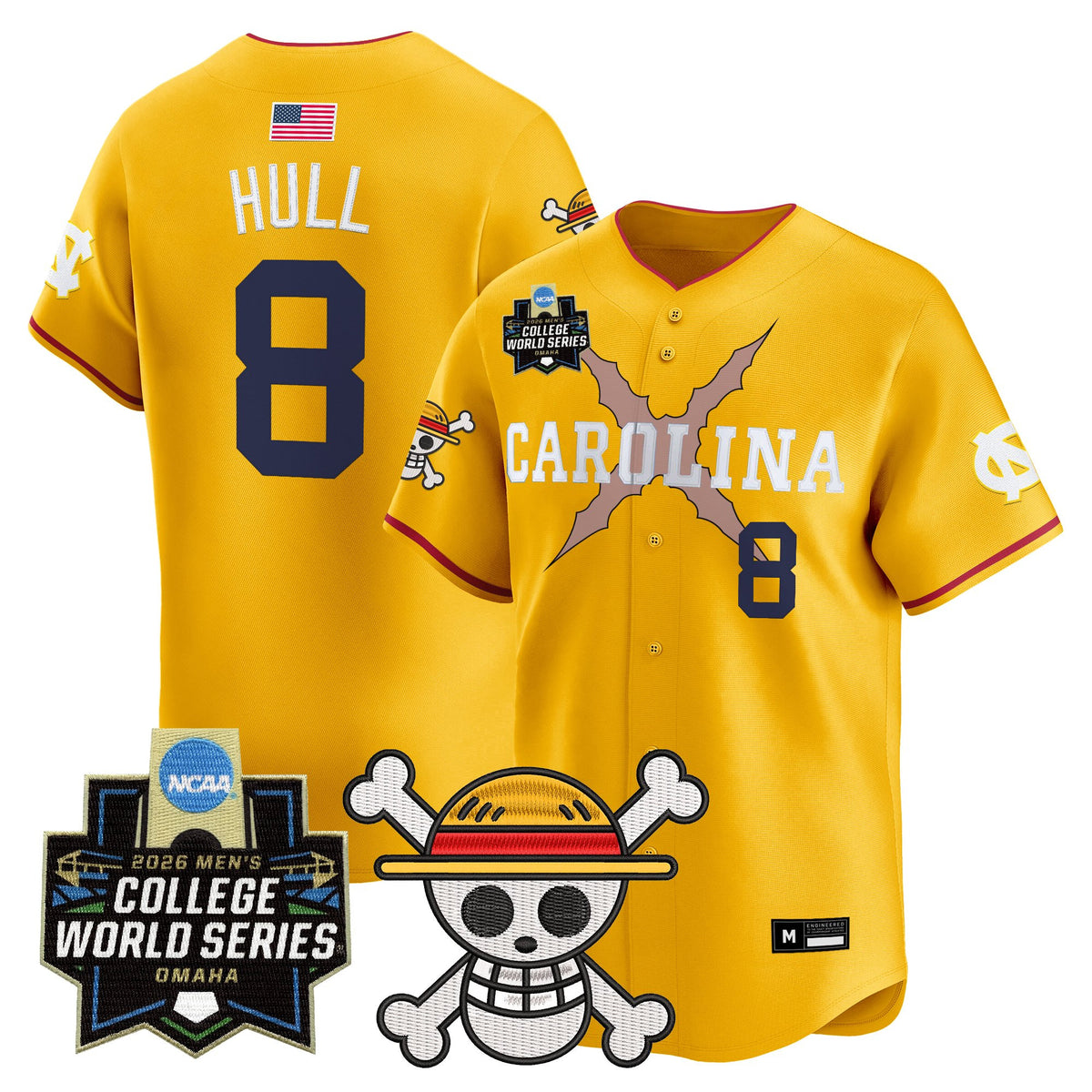 Men's North Carolina Tar Heels 2026 World Series x One Piece Vapor Premier Limited Jersey - All Stitched