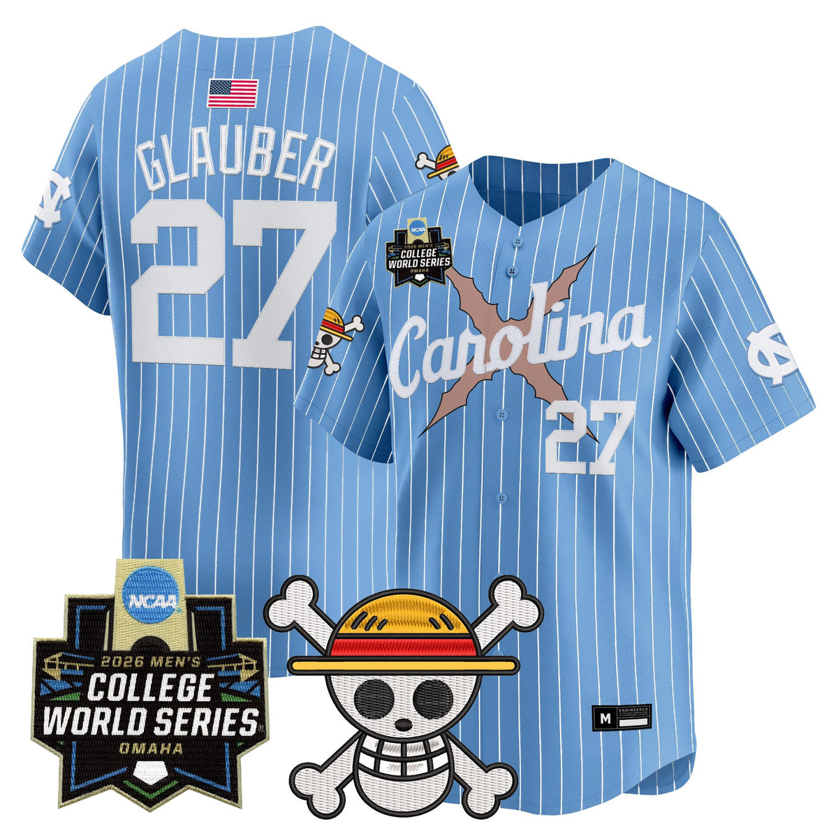 Men's North Carolina Tar Heels 2026 World Series x One Piece Vapor Premier Limited Jersey - All Stitched