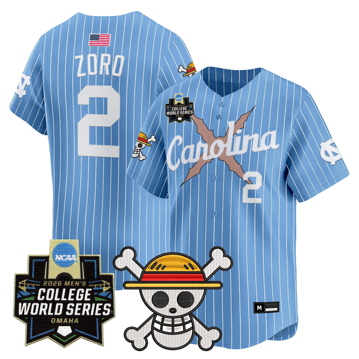 Men's North Carolina Tar Heels 2026 World Series x One Piece Vapor Premier Limited Jersey - All Stitched