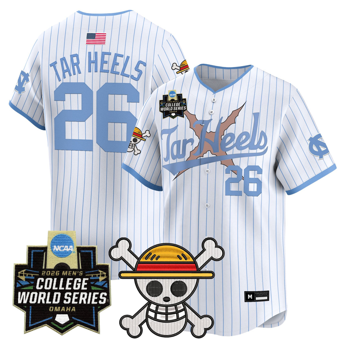 Men's North Carolina Tar Heels 2026 World Series x One Piece Vapor Premier Limited Jersey - All Stitched