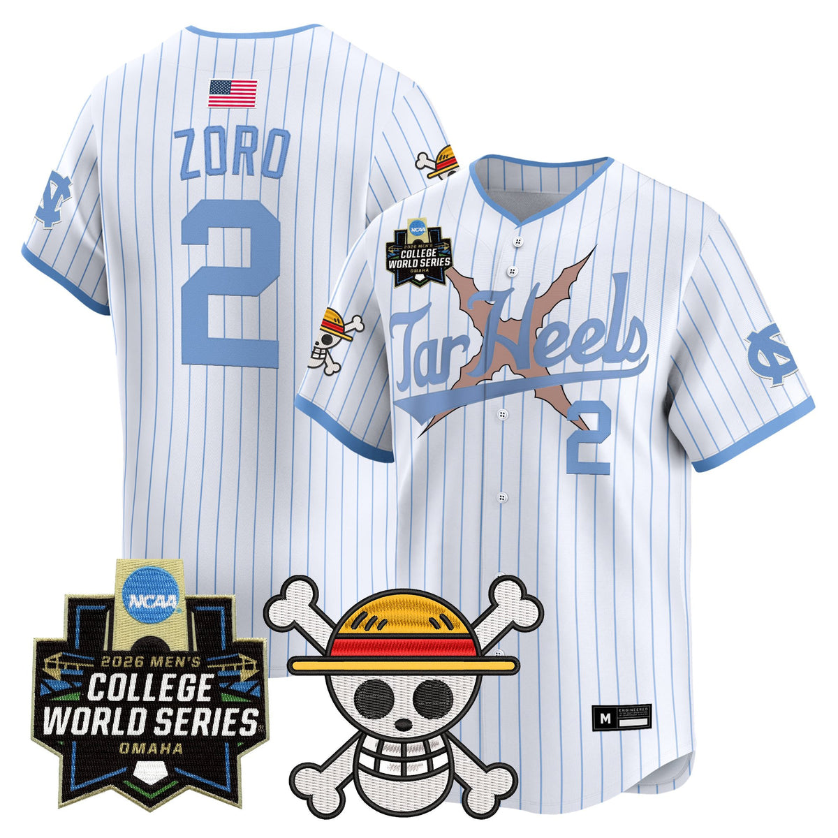 Men's North Carolina Tar Heels 2026 World Series x One Piece Vapor Premier Limited Jersey - All Stitched