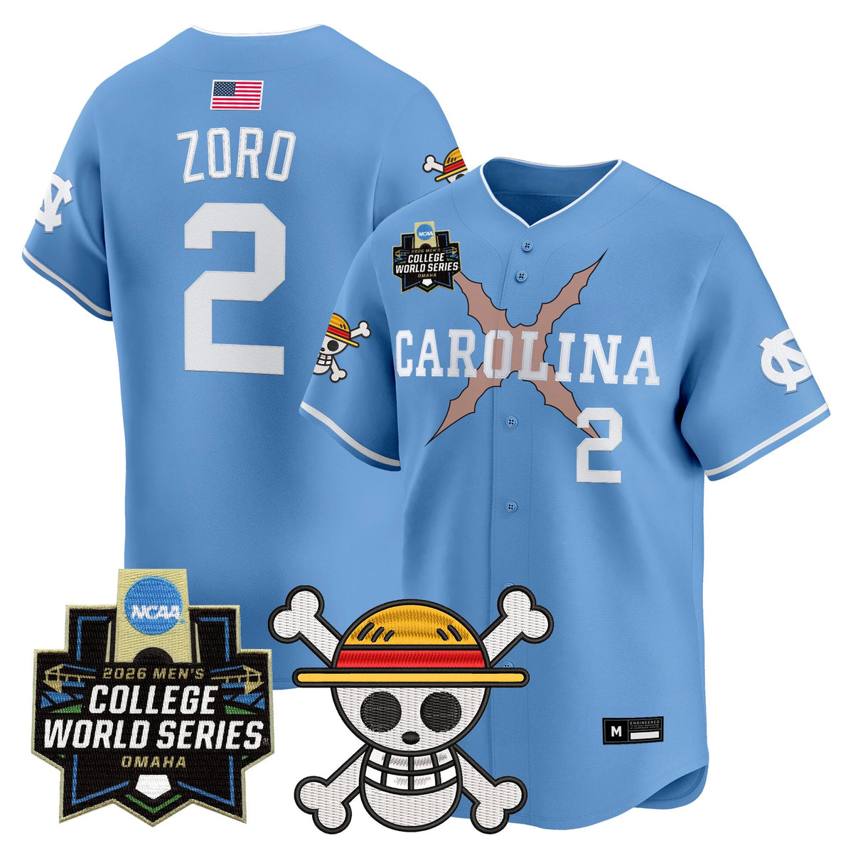 Men's North Carolina Tar Heels 2026 World Series x One Piece Vapor Premier Limited Jersey - All Stitched