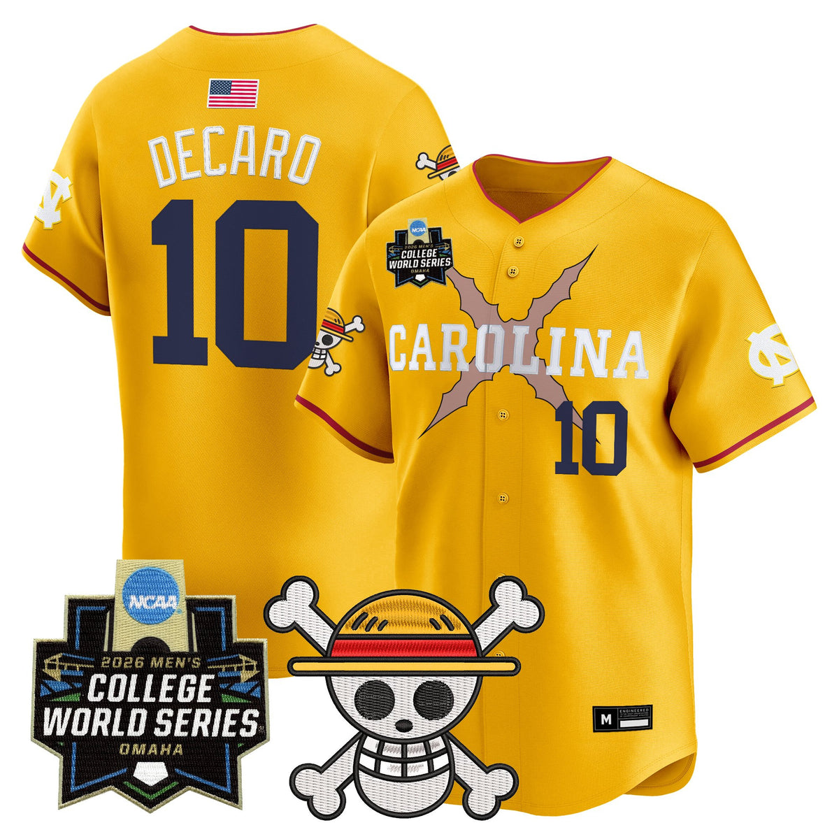 Men's North Carolina Tar Heels 2026 World Series x One Piece Vapor Premier Limited Jersey - All Stitched