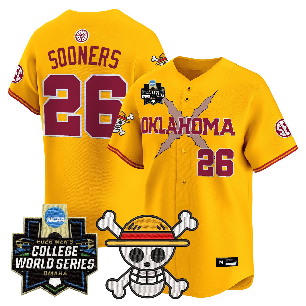Men's Oklahoma Sooners 2026 World Series x One Piece Vapor Premier Limited Jersey - All Stitched