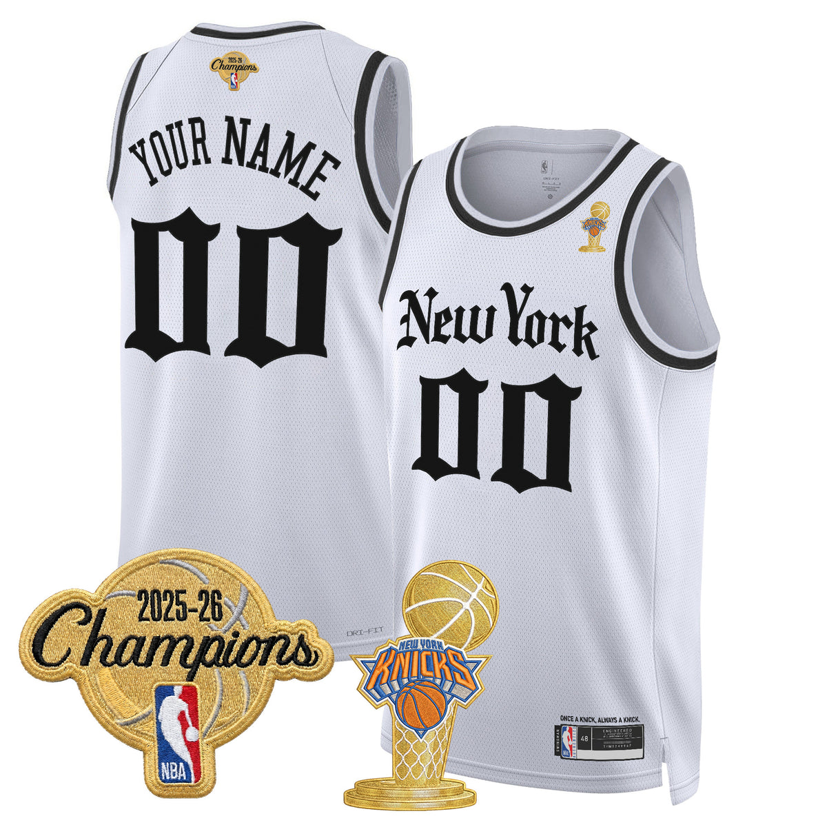 New York Knicks 2026 Champions Patch Custom Swingman Jersey - Gothic Edition- All Stitched
