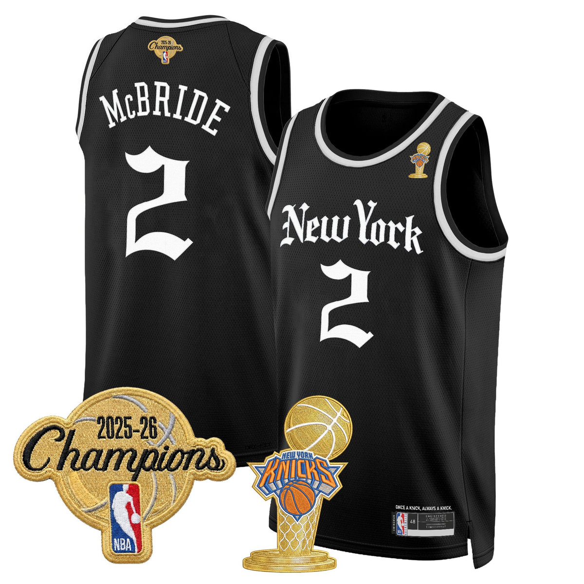 Men's New York Knicks 2026 Champions Patch Swingman Jersey - Gothic Edition- All Stitched