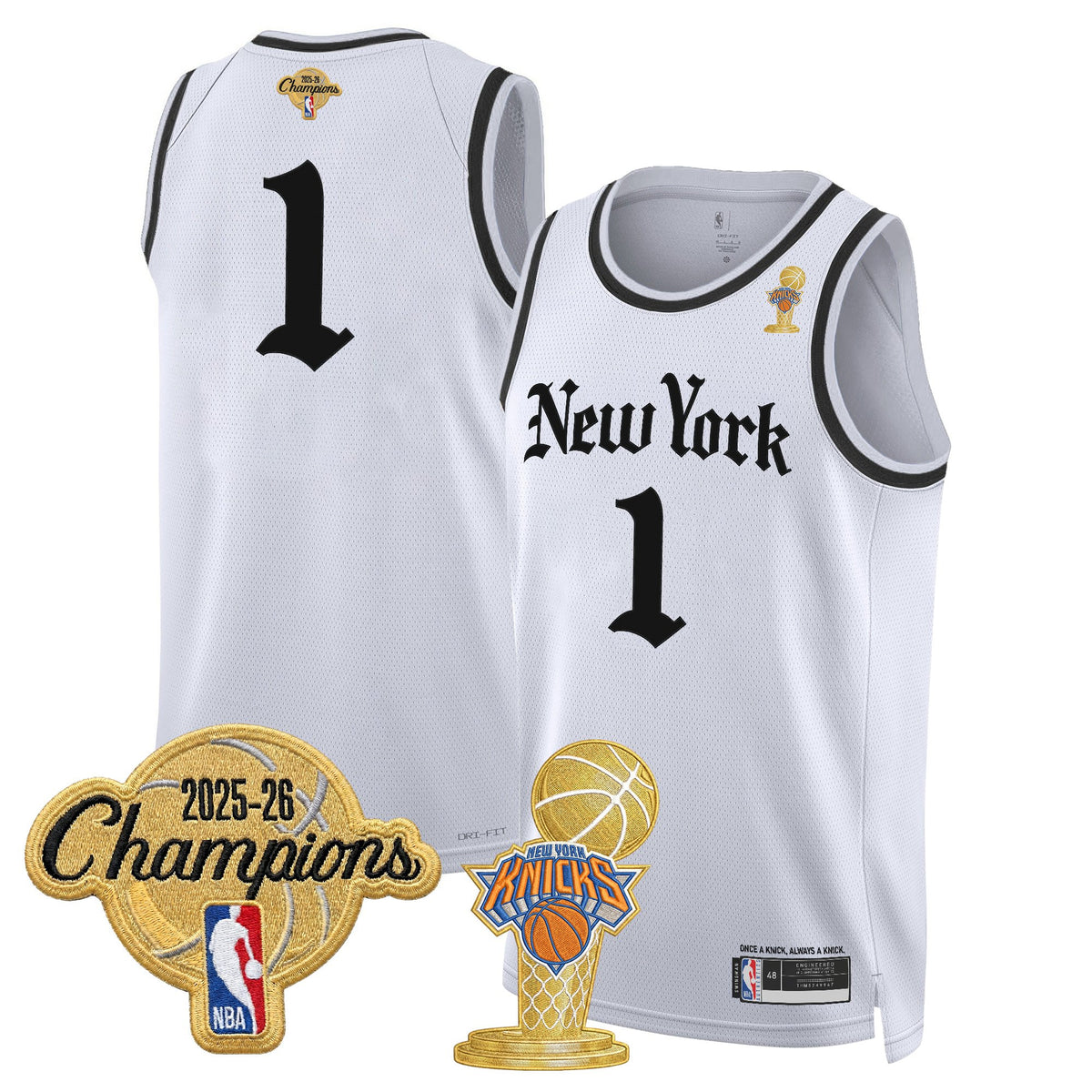 Men's New York Knicks 2026 Champions Patch Swingman Jersey - Gothic Edition- All Stitched