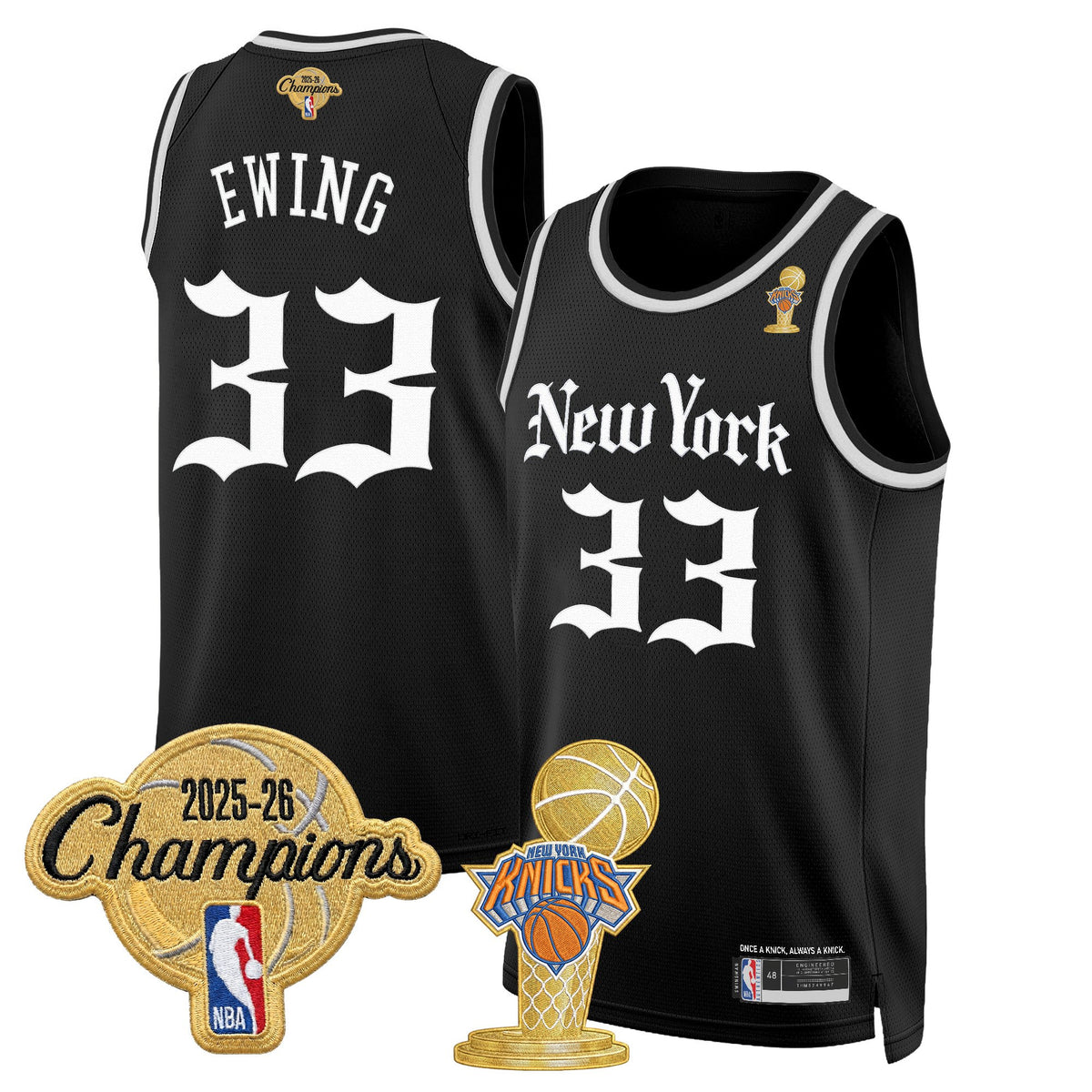 Men's New York Knicks 2026 Champions Patch Swingman Jersey - Gothic Edition- All Stitched